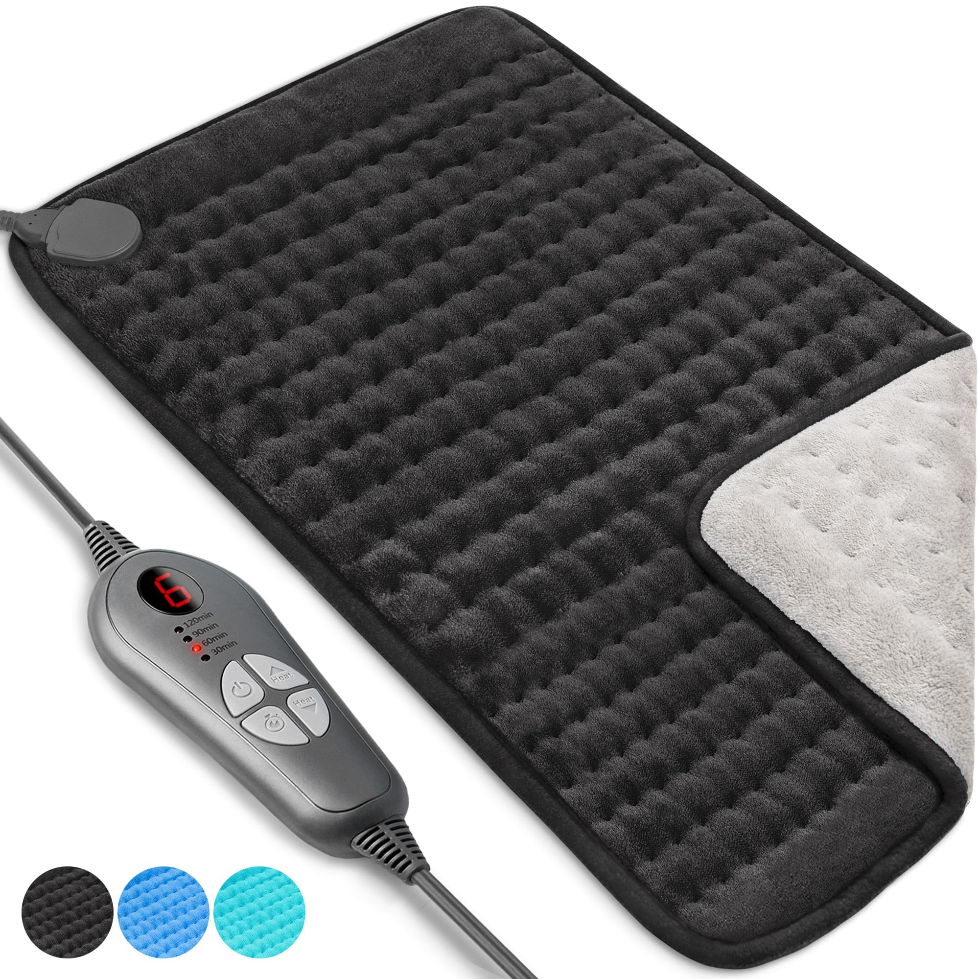 Amazon.com: GENIANI 𝗡𝗲𝘄 𝟮𝟬𝟮𝟯 Double Sided XL Electric Heating Pad  for Back Pain u0026 Cramps Relief, Heat Pad with 6 Heat Settings, Auto Shut  Off, Machine Washable, Gifts for Women u0026 Men (