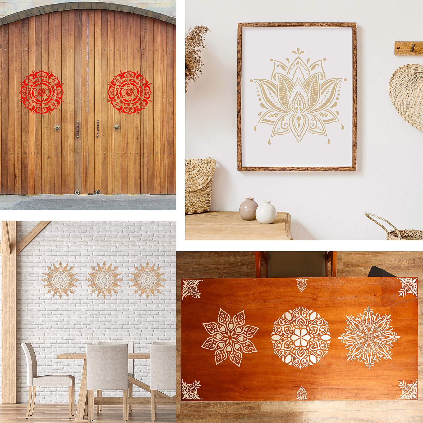 Buy 9 Pieces Large Mandala Stencils Set 12 x 12 Inches, Reusable