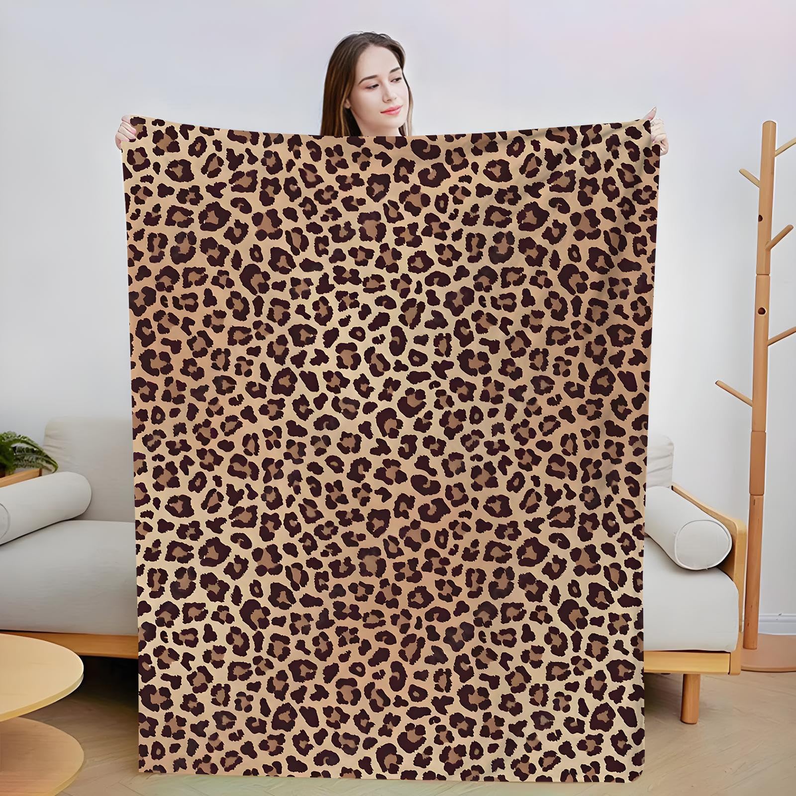 Manta Estampado de Leopardo, Leopard Print Throw Blanket, Manta Estampado Animal de Leopardo, Morbido e Confortevole, Adatto per Divani Letto Letti Normali e Ambienti Esterni -150 * 100CM