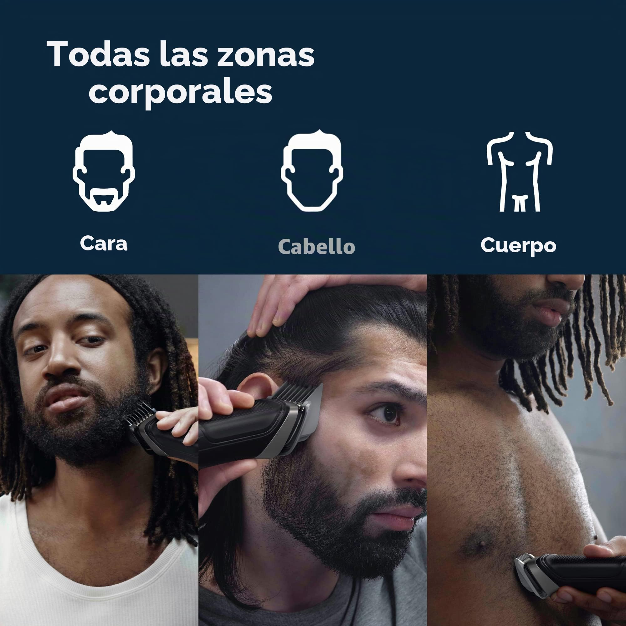 Philips Norelco Multigroom Series 5000 18 piezas, cara de barba, cabello, recortadora de pelo corporal para hombres, sin aceite de hoja MG5910/49