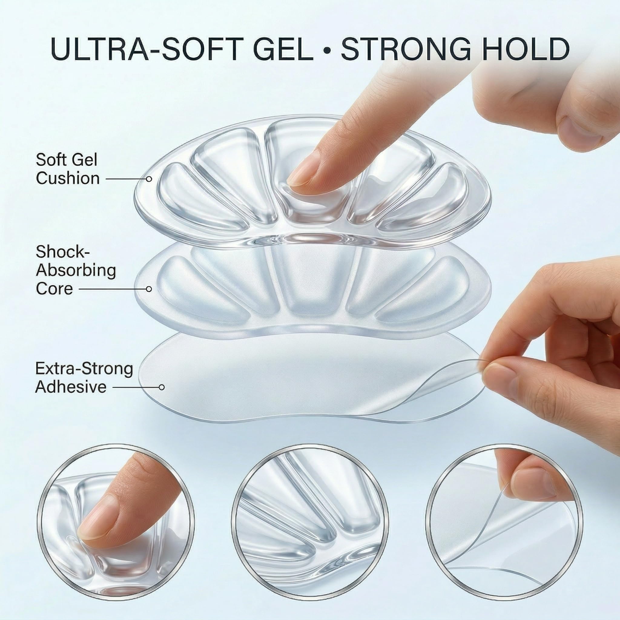 3 PARES de taloneras de gel para zapatos, almohadillas autoadhesivas para talones, transparentes e invisibles, protector de talon, plantillas antideslizantes contra rozaduras y ampollas