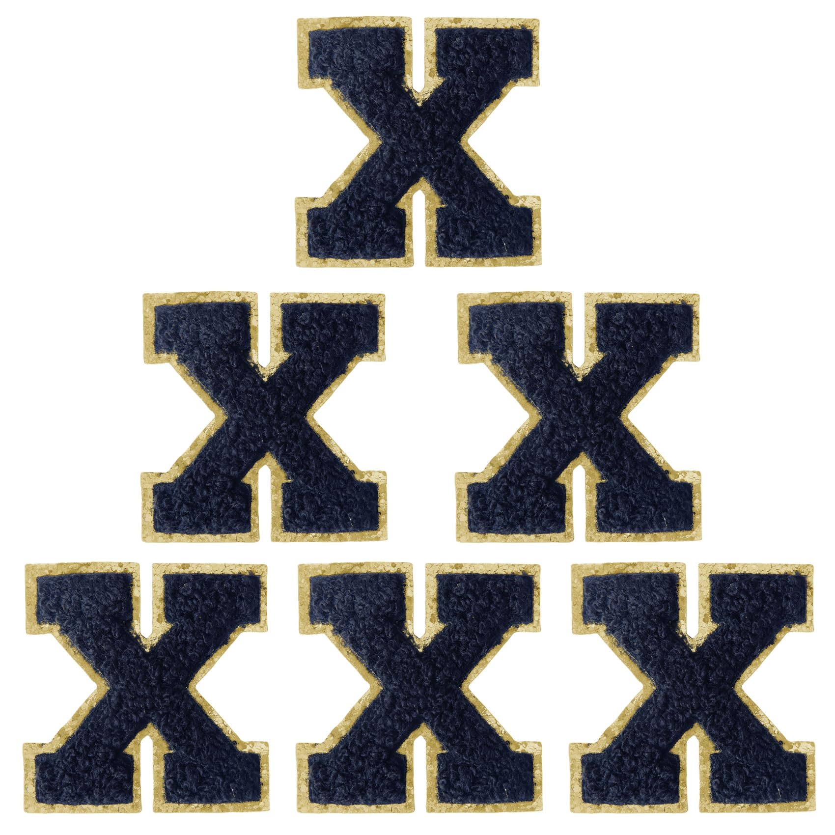 Aganmi 6Pcs Self Adhesive Chenille Letter Patches Preppy 2inch A-Z Varsity Letter Patches Sew On Embroidered Repair Patch for Clothes Hats Bags Letter