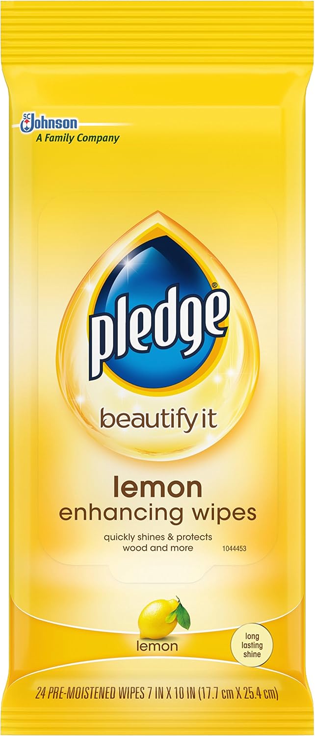 Pledge MultiSurface Furniture Polish Wipes, Works on Wood, Granite, and Leather