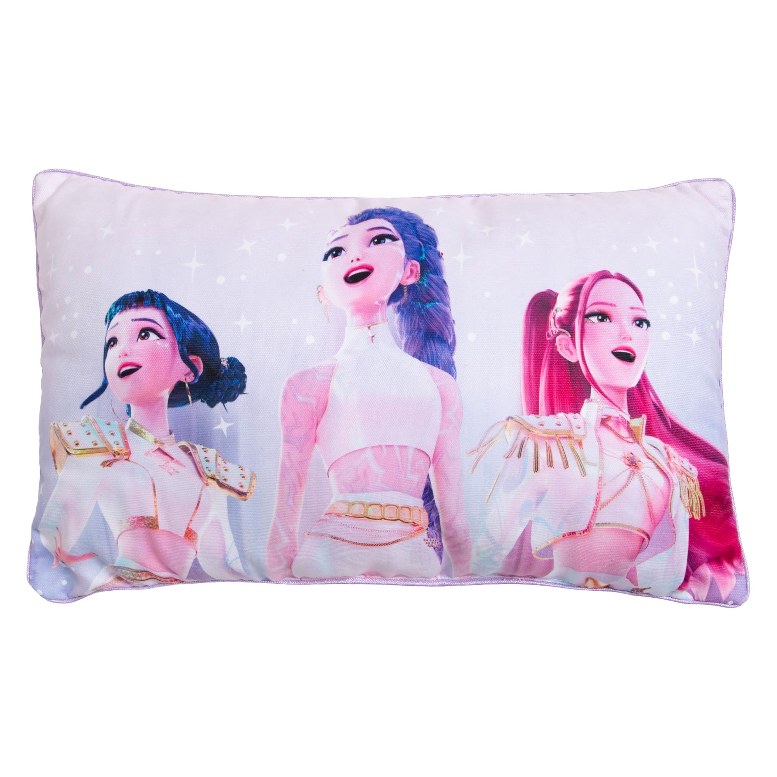 Cuscino cilindrico con licenza ufficiale K-Pop Demon Hunters, cuscino super morbido | Design celestiale reversibile, viola | Perfetto per l'arredamento della camera da letto o del soggiorno
