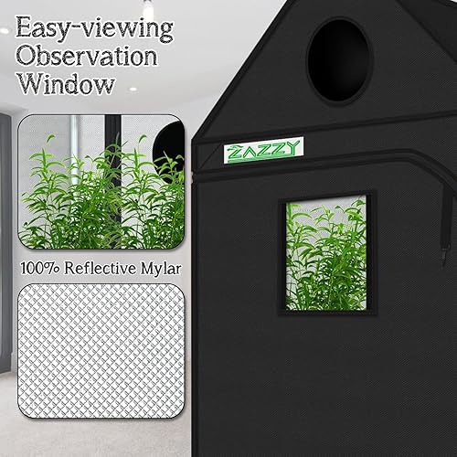 Miniatura 4 de Zazzy Tienda de cultivo de 48 x 48 x 72 pulgadas, tienda de campaña de cultivo de plantas con ventana de observación y bandeja de suelo extraíble