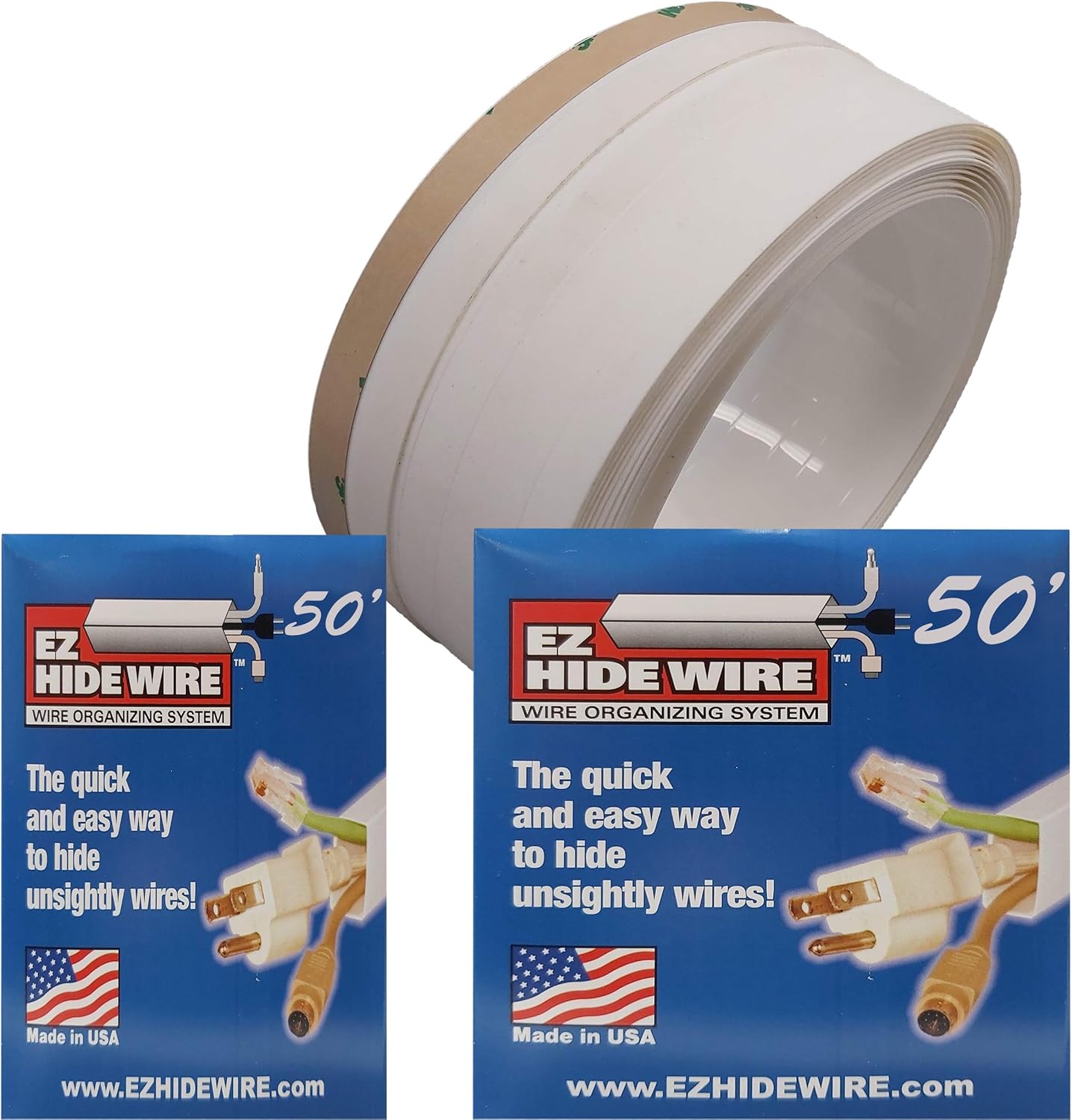 Large EZ HideWire Cable Raceway -Length: 50FT - Color: White