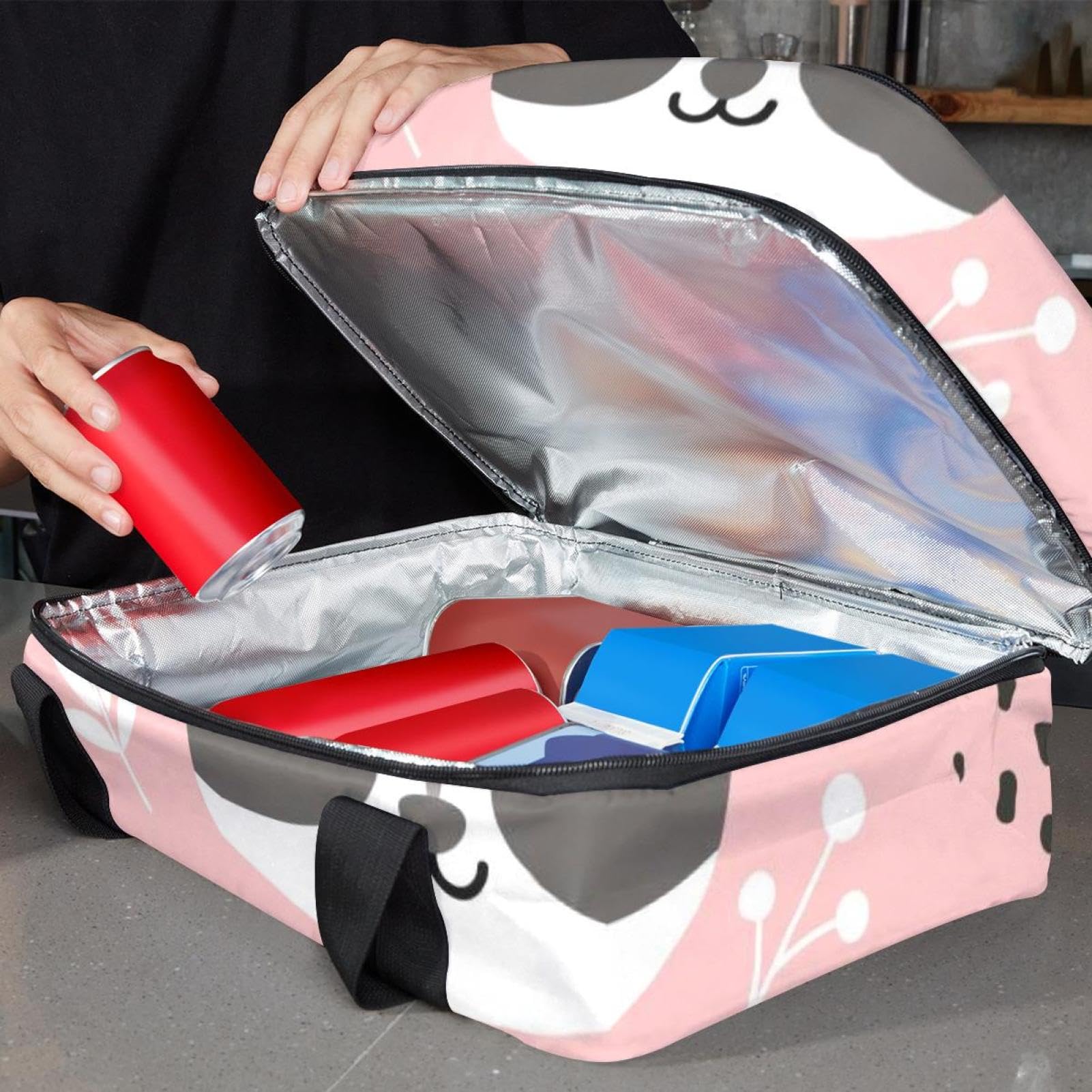 Grand sac à déjeuner isotherme pour homme et femme, double couche, étanche, étanche, réutilisable, sac fourre-tout pour le travail, l'école, le pique-nique, la plage, le camping, les voyages, motif