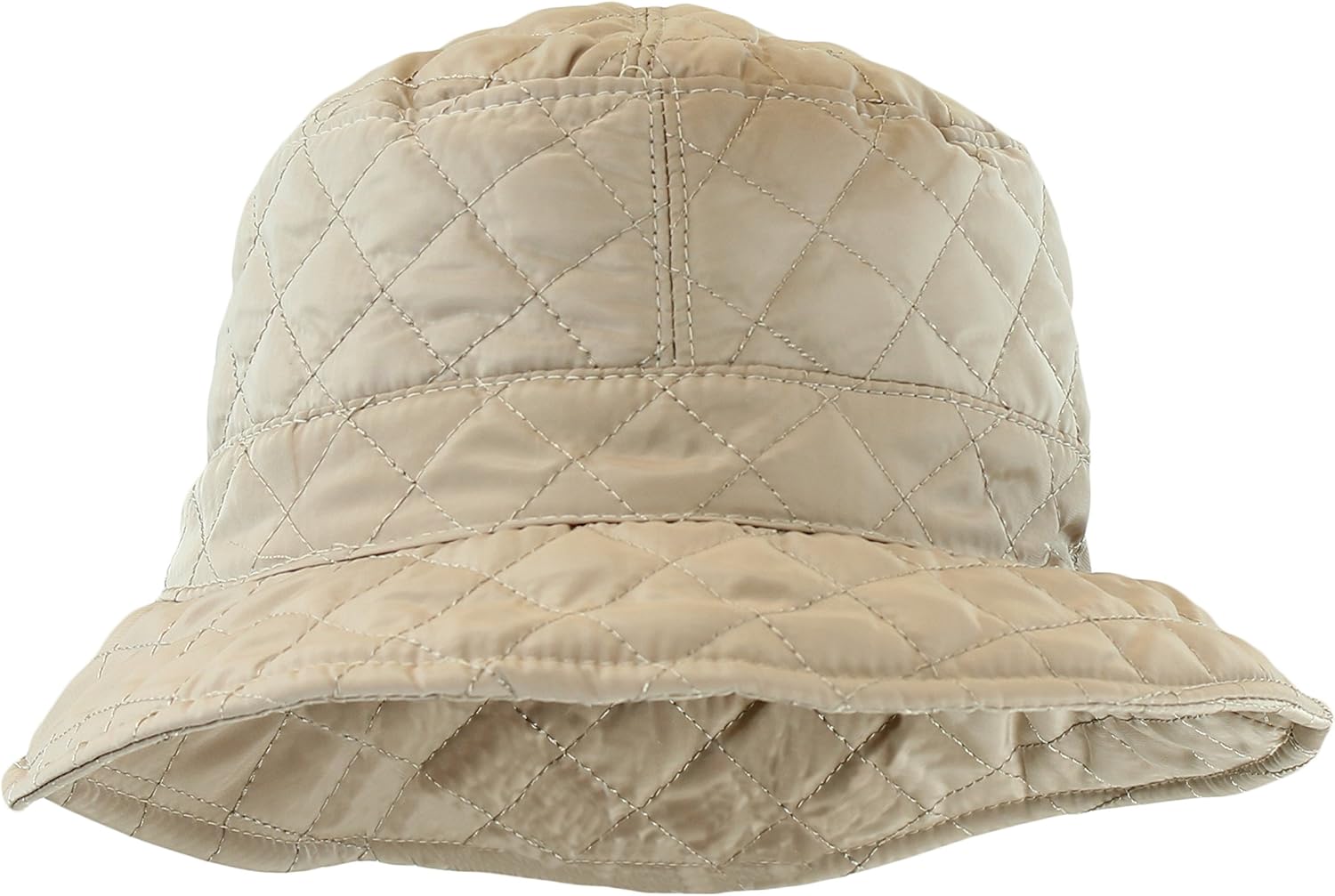 Foldable Water Repellent Quilted Rain Hat w/Adjustable Drawstring, Bucket Cap - Image 2