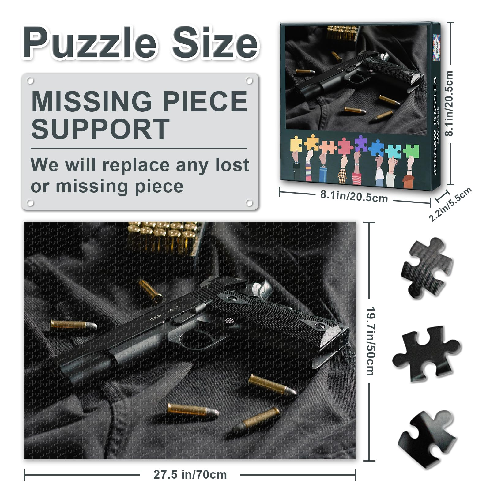 Amazon.com: 1000 Pieces Jigsaw Puzzle for Adults Pistol and