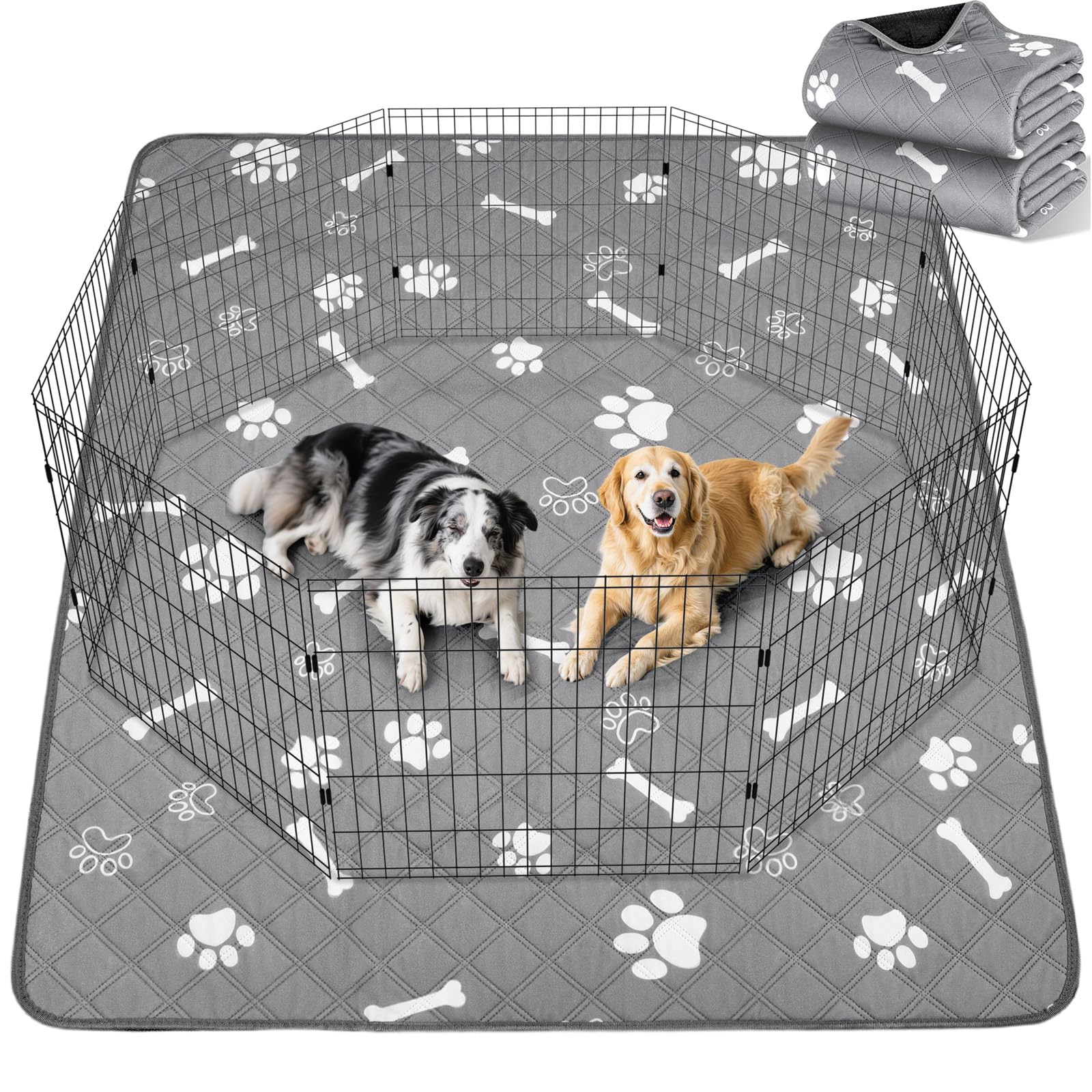 Gimars Reusable Dog Training Pads,2 Pack 120×90cm Washable Dog Pads,Thickened Absorbent Pet Mat,Fast Drying Training Mat for Puppy/Senior Pet Whelping Incontinence Housebreaking