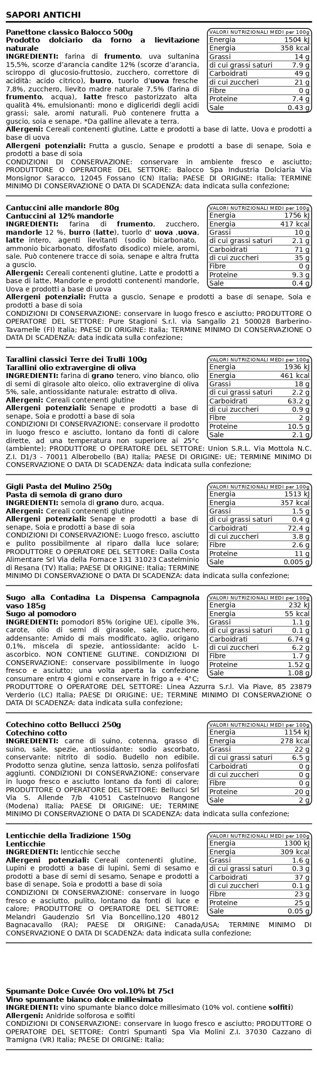 Cesto Natalizio Regalidea “Sapori Antichi” con Specialità Gastronomiche Tipiche di alta qualità - Confezione Regalo di Natale Gourmet da 8 Pezzi