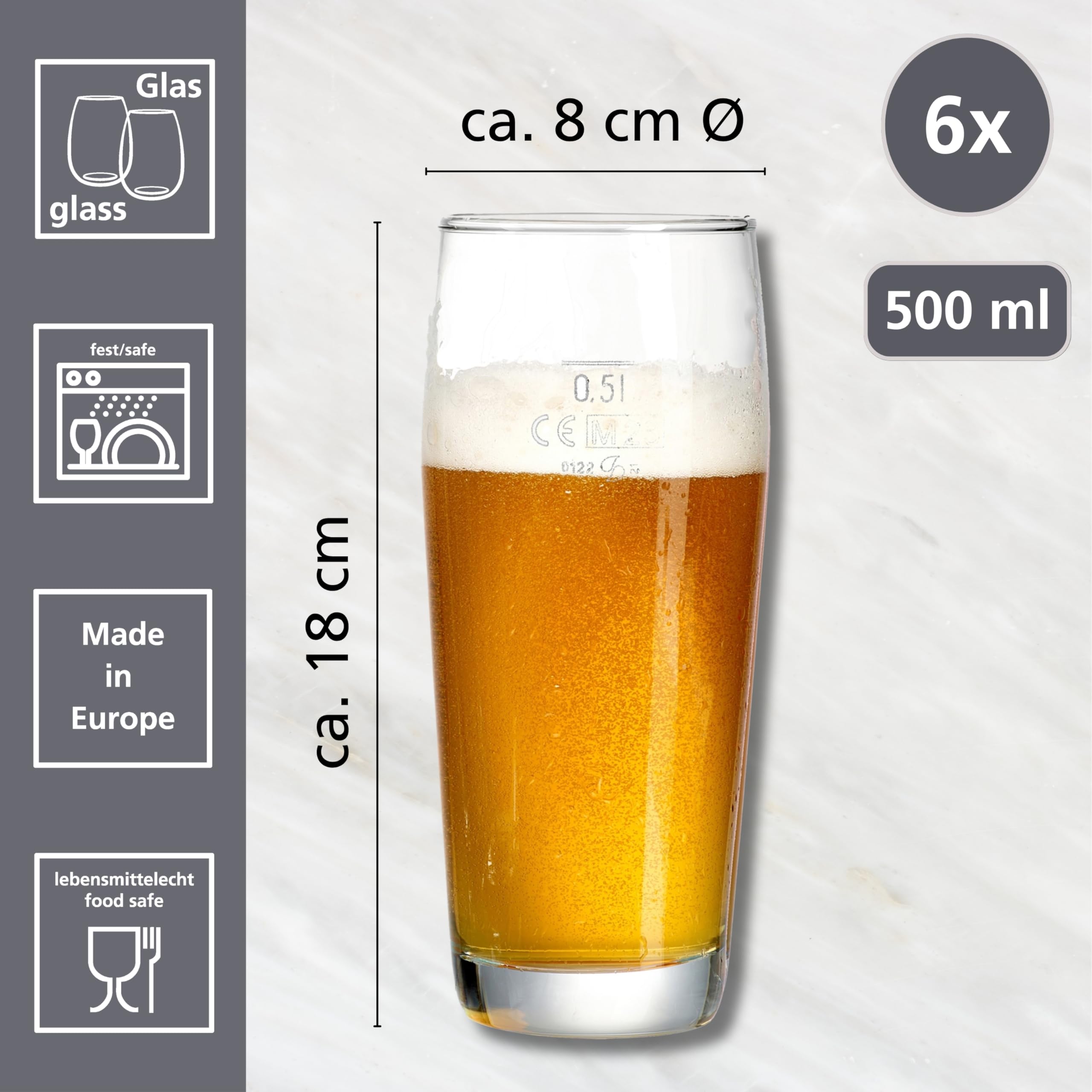 Ritzenhoff & Breker Biergläser-Set Willibecher | 6-teilig | 500 ml | geeicht
