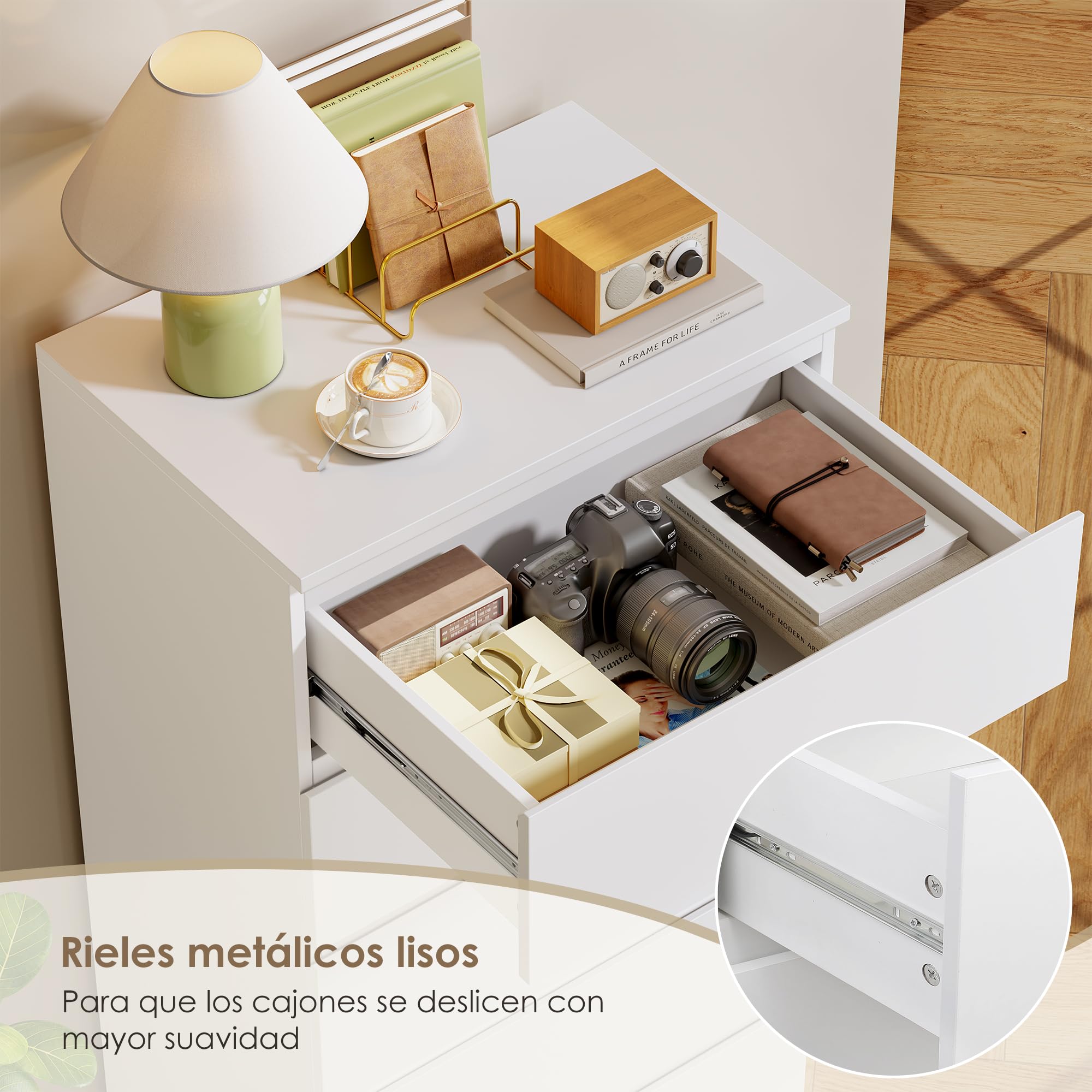 FOREHILL 100cm Cómoda Dormitorio con 5 Cajones, Sinfonier Alto | Cajonera de Almacenaje, Cómoda Blanca para Dormitorio, Cajonera de Almacenaje de Madera para Oficina Habitación 55×33×100cm