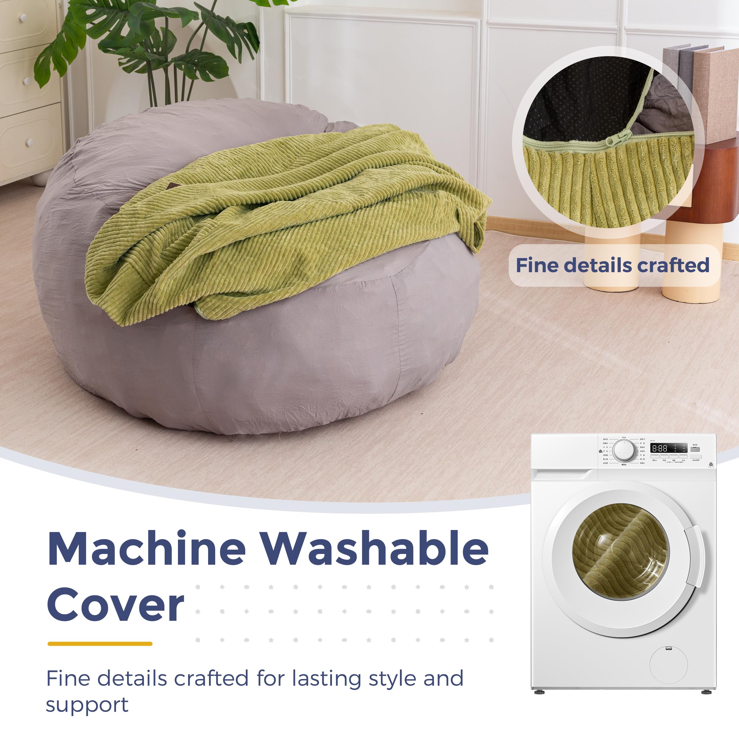 MAXYOYO Fauteuil Poire en Corde avec Repose-Pieds pour Adultes et Enfants, Canapé-Pouf et Pouf avec Rembourrage en Mousse, Fauteuil de Salon avec Poignée pour Salon, Chambre, Jeux, Lecture, Détente