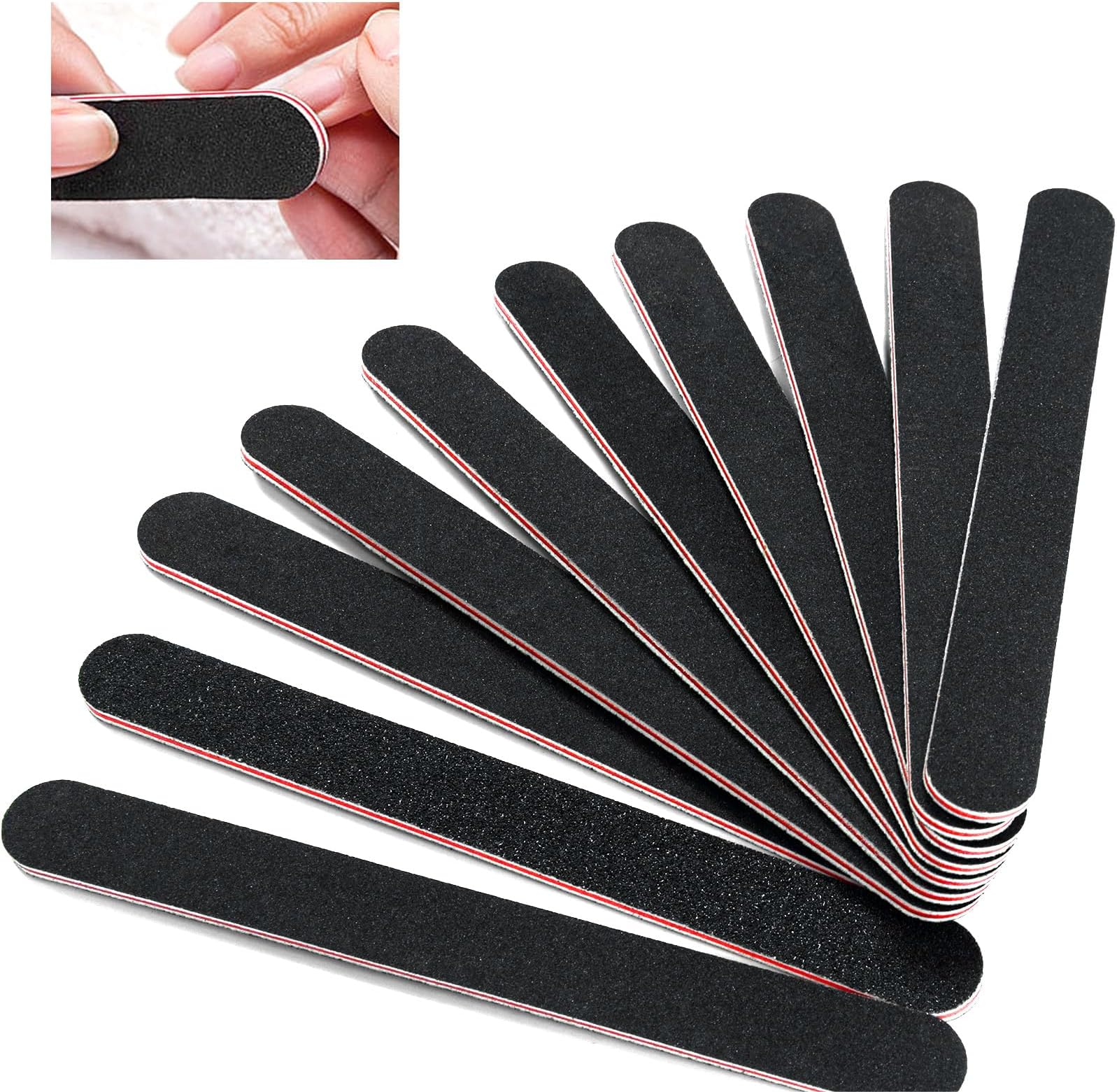 10 PCS Professionelle Double Sided 100/180 Grit Nail Files Emery Board Black Manicure Pedicure Tool and Nail Buffering Files