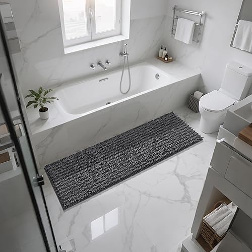 Miniatura 533 de Yimobra - Tapete de baño largo de felpilla, grande de 55.1 x 24 pulgadas, microfibra gruesa, absorbente, extrasuave, antideslizante, peludo, lavable