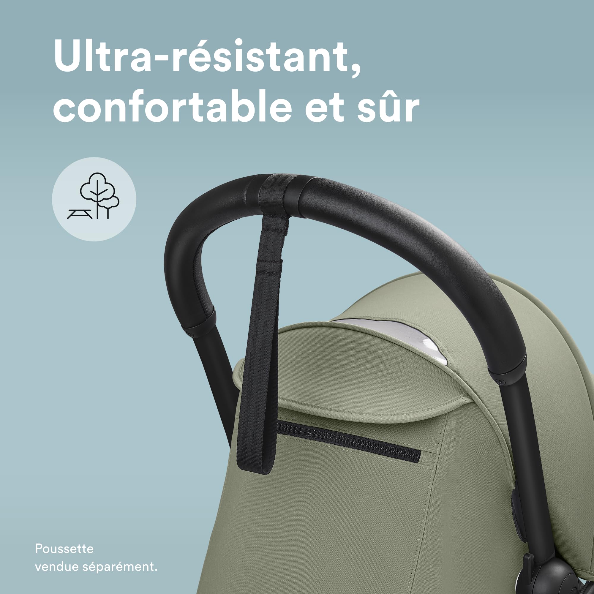 Guidon Stokke YOYO, noir - revêtement en similicuir ultra-résistant - comprend une dragonne de 21,5 cm, des vis et un outil de montage