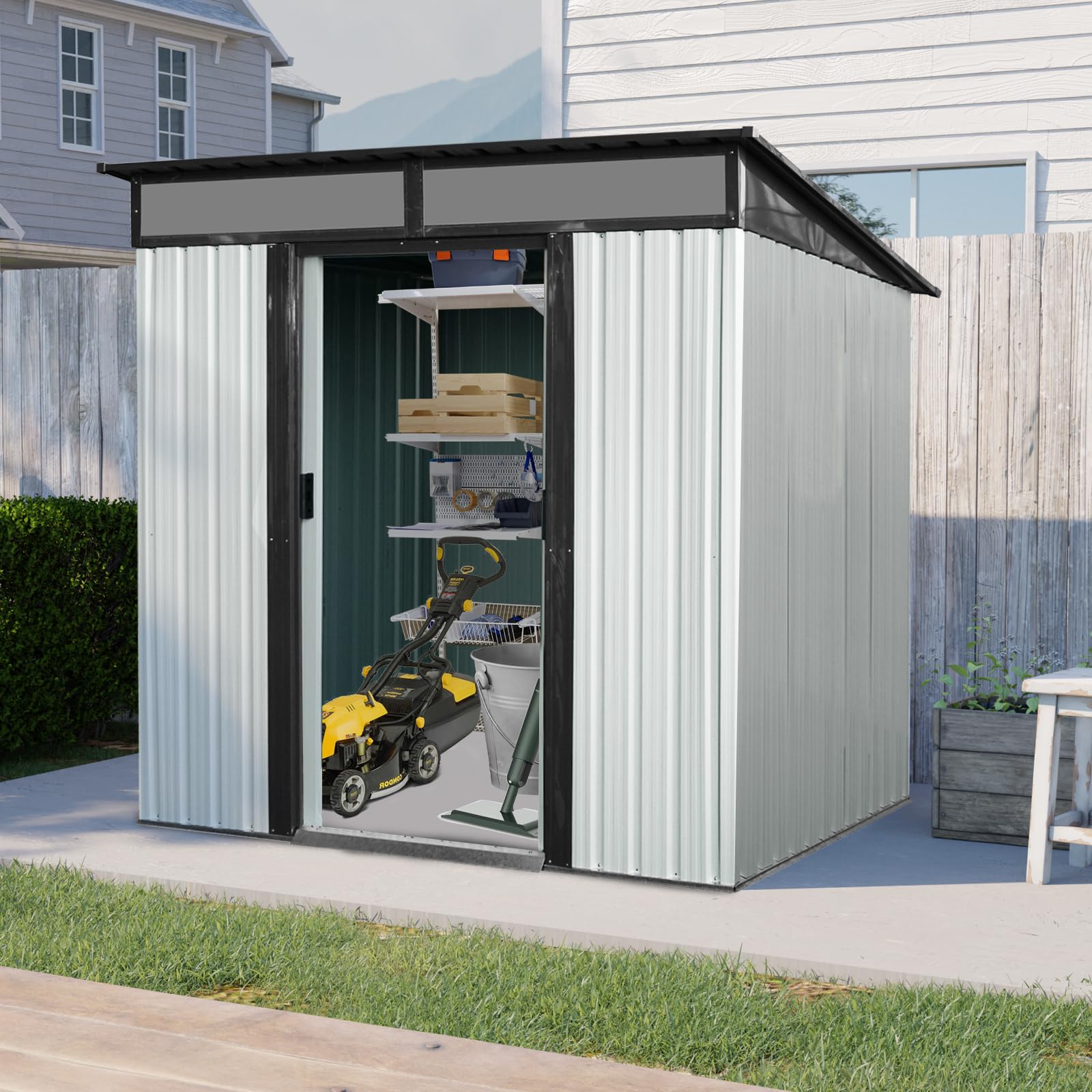 Amazon | 物置 屋外 戸外収納庫 スチール 幅195*奥行き150*高180 Amazon | 物置 屋外 戸外収納庫 スチール 幅195*奥行き150*高180