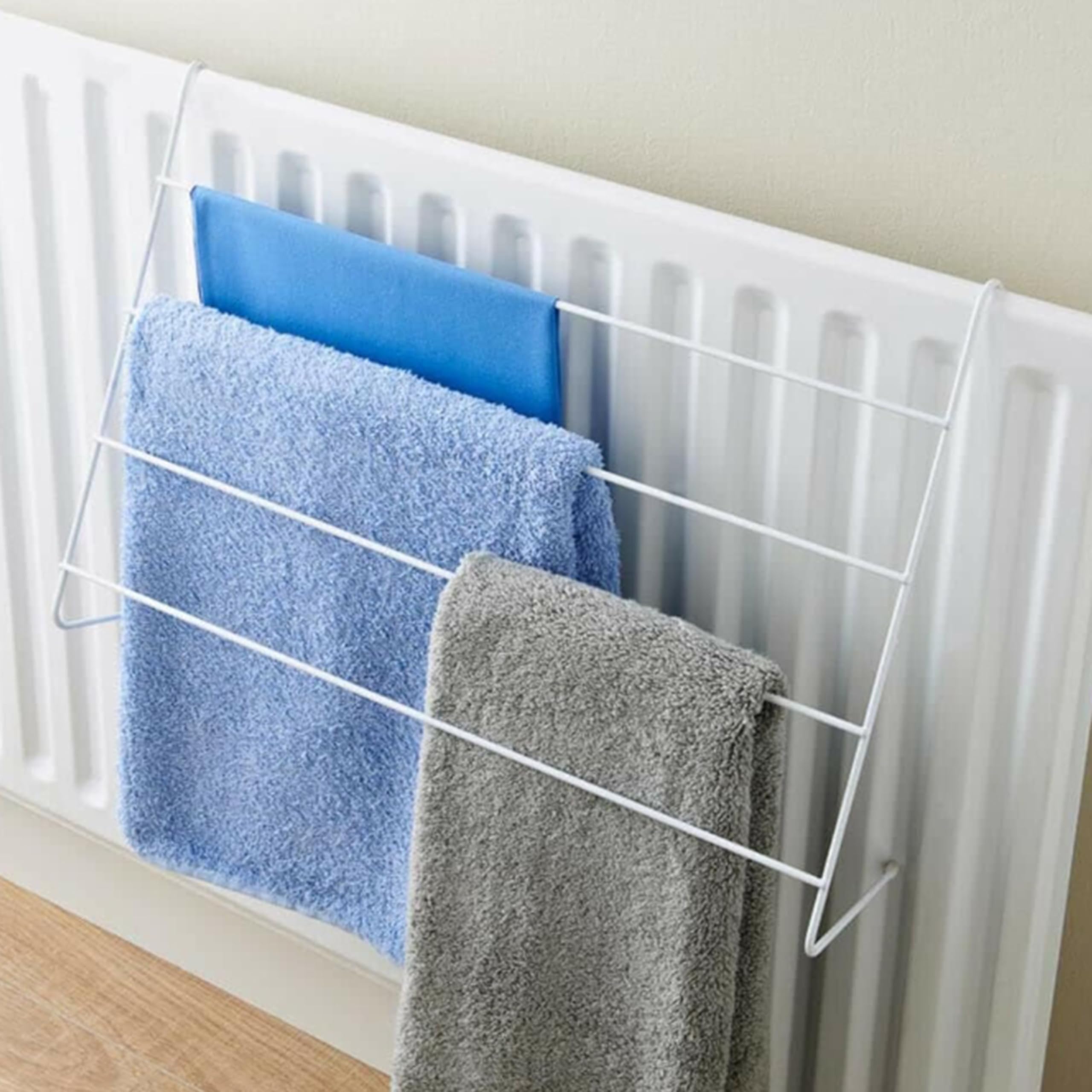 4-Tier Radiator Airer for Efficient Clothes Drying Metal Towel Holder Rack for Hanging Lightweight Towels and Laundry | Long-Lasting Durability | Space-Saving Clothes Airer Laundry Dryer Rail 3 Pack