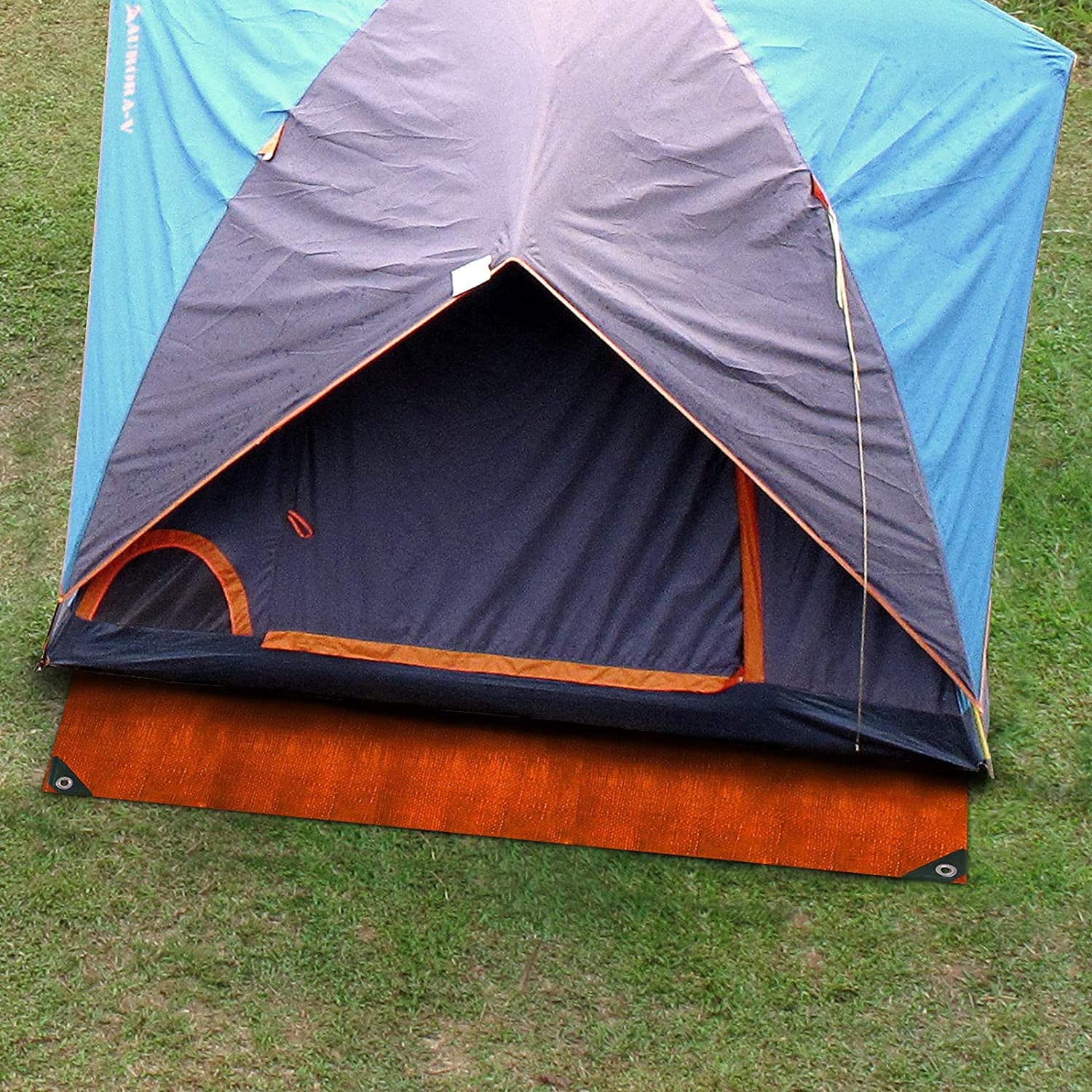 Floordirekt Plandeka okryciowa z tkaniny, ochronna, na łódź, pod namiot, do ogrodu, wodoodporna, z oczkami, kolor: pomarańczowy (6 x 10 m (140 g/m²))