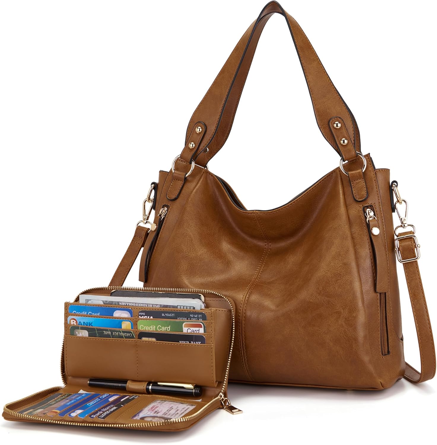 Women's Hobo Handbags Crossbody Bags Ladies Tote Shoulder Bags Purses and Wallet Set 2pcs