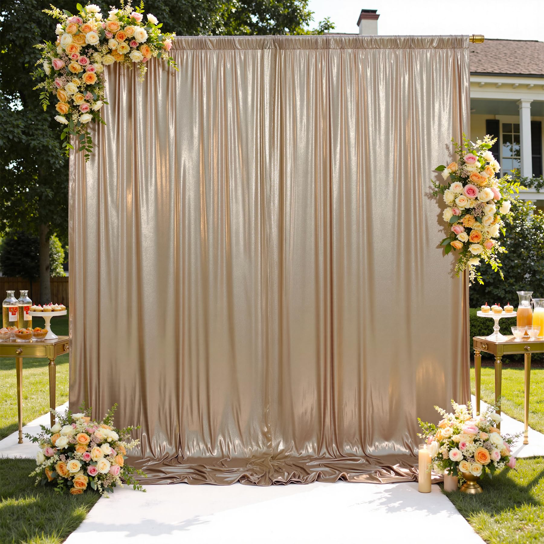 Amazon.com : 10x10 ft Wrinkle Free Champagne Sequin Backdrop