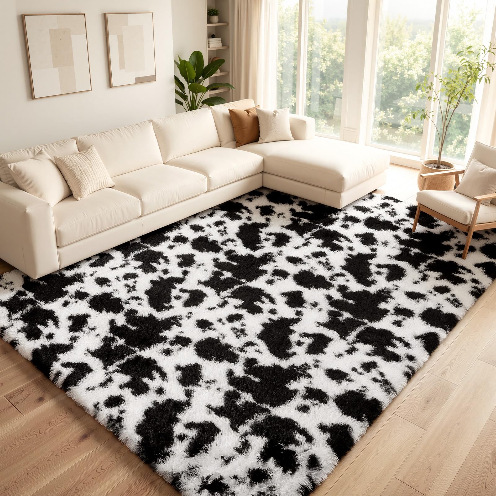 Untimaty Rugs Living Room - 200x300cm Black White Large Rug for Living Room