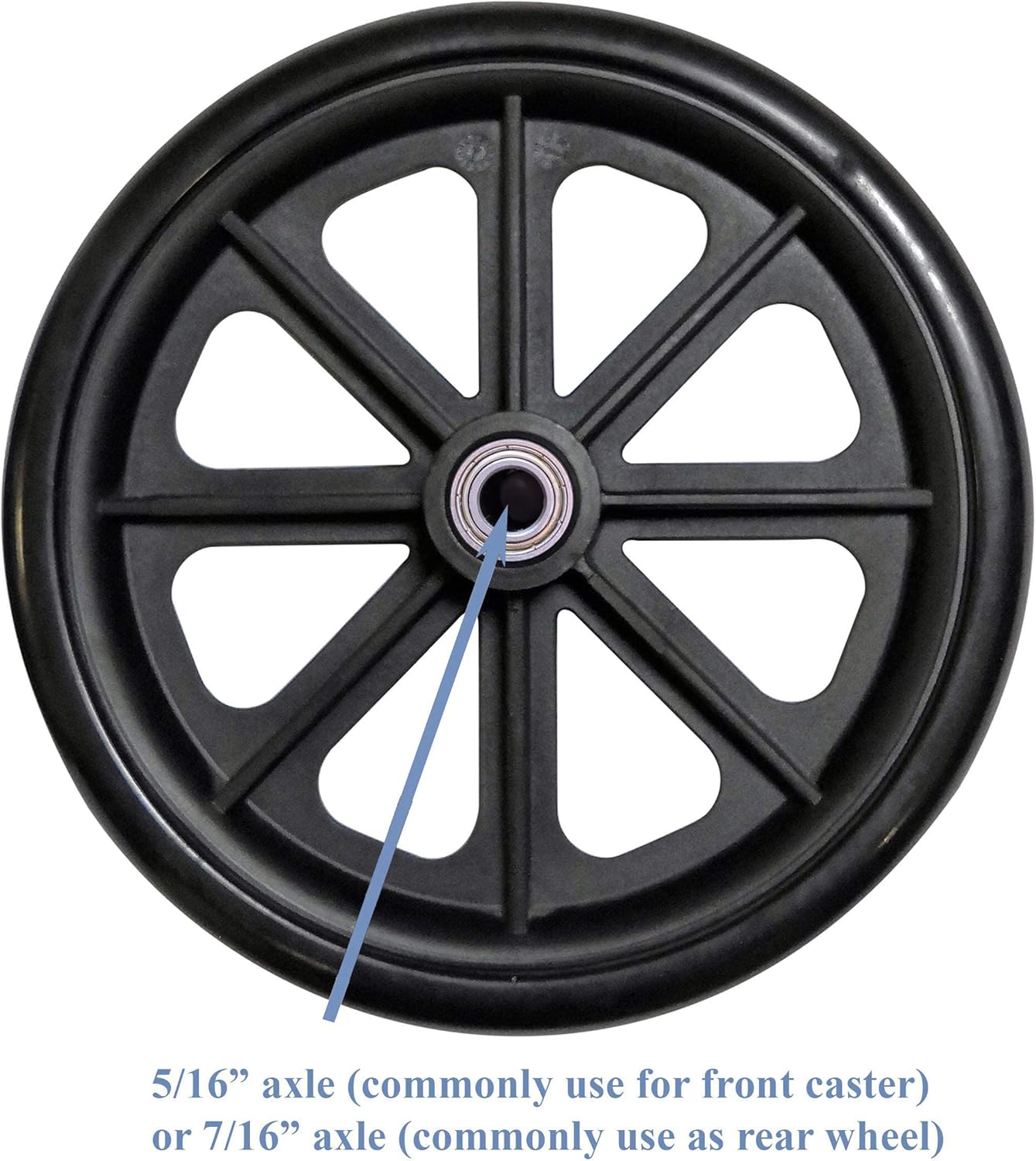 Tuffcare Caster Wheel, Hard Rubber Tire, 8" x 1"- 2 3/8" Hub Width; Fits Most Sunrise, Medline, Drive, Invacare, E&J, Guardian, ALCO & Other Manual Wheelchairs (Black, 7/16" Axle, Wide Hub) One Pair : Health & Household