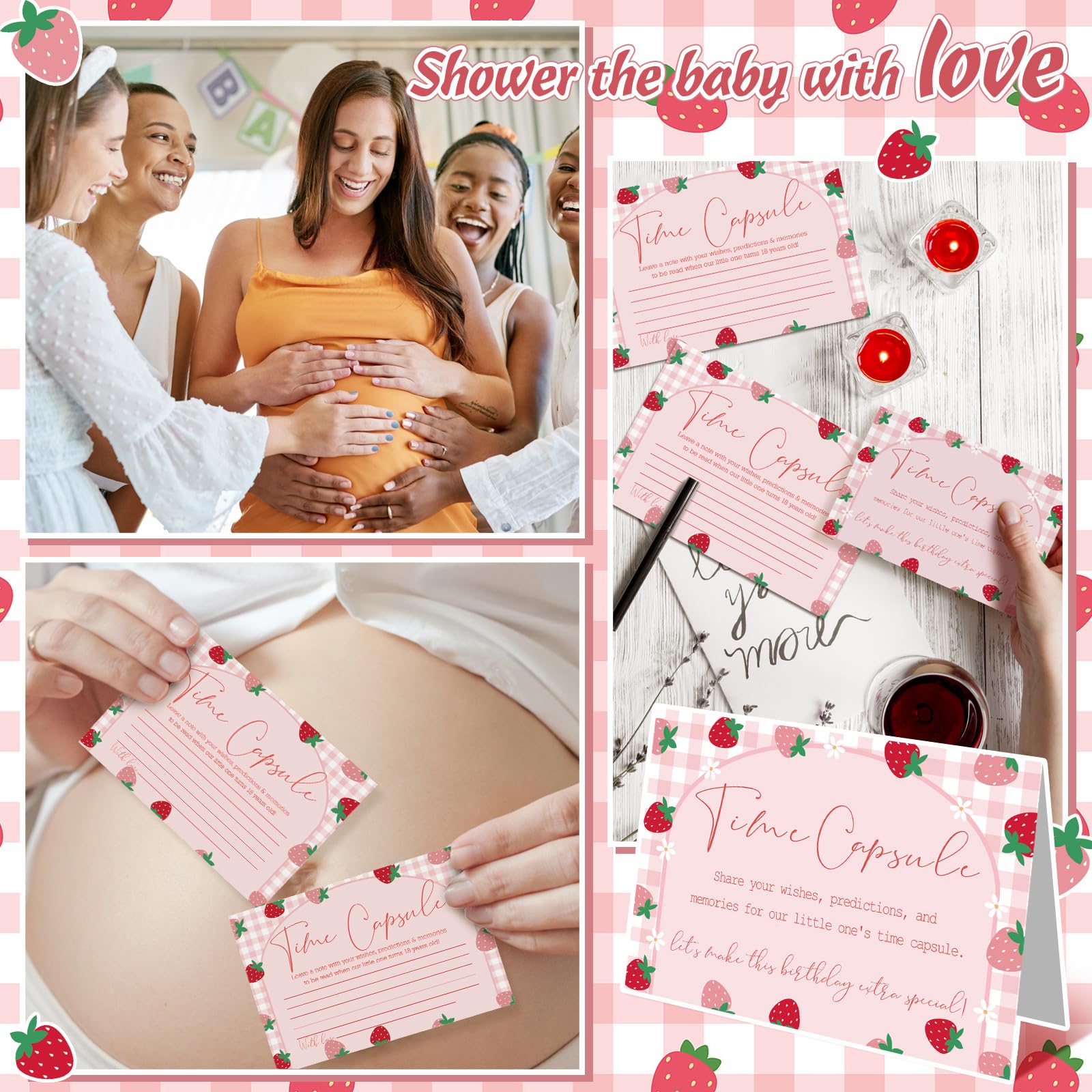 Fuutreo Time Capsule - Recuerdo de primer nacimiento con tarjetas y caja de madera, cápsula del tiempo para bebé, juegos de fiesta de primer cumpleaños, regalos para invitados, baby shower