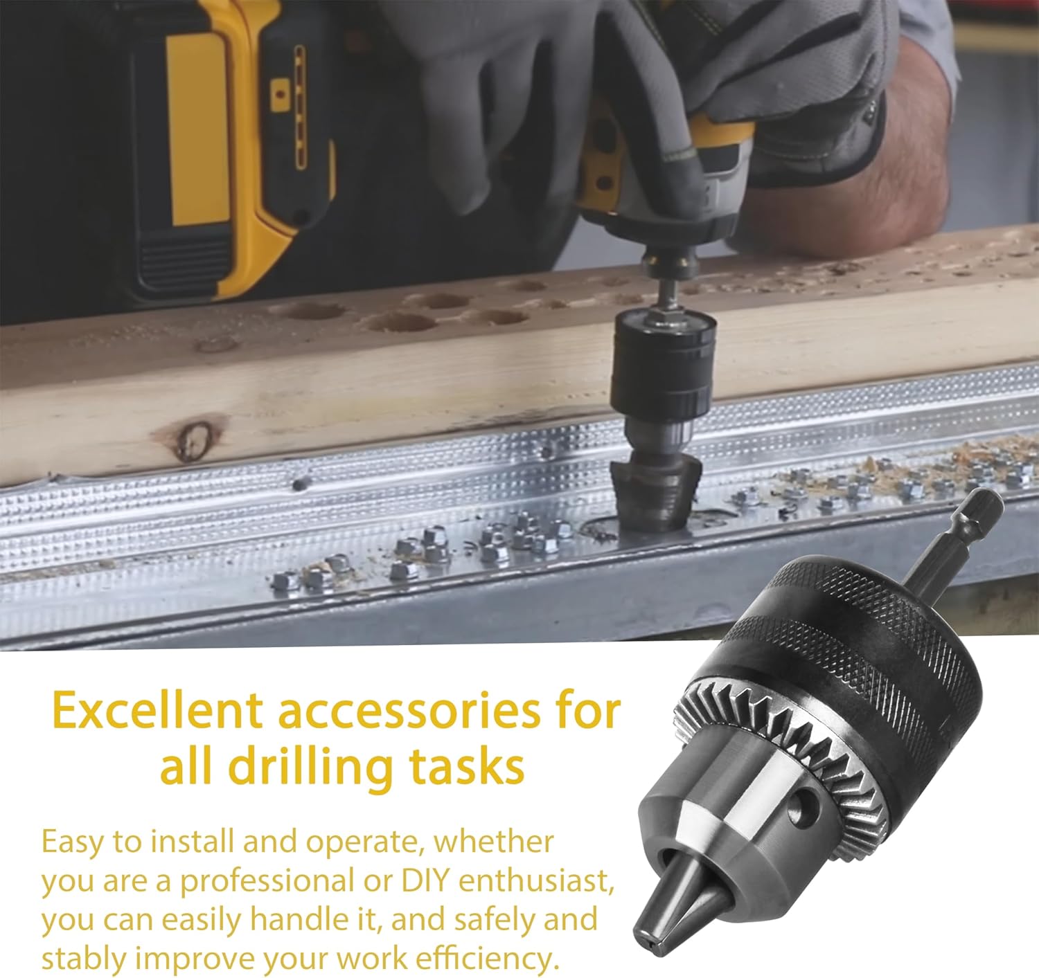 Drill Chuck Adapter for Impact Driver, for DeWalt DW0521 Quick Connect Keyless 3/8 inch Impact Chuck