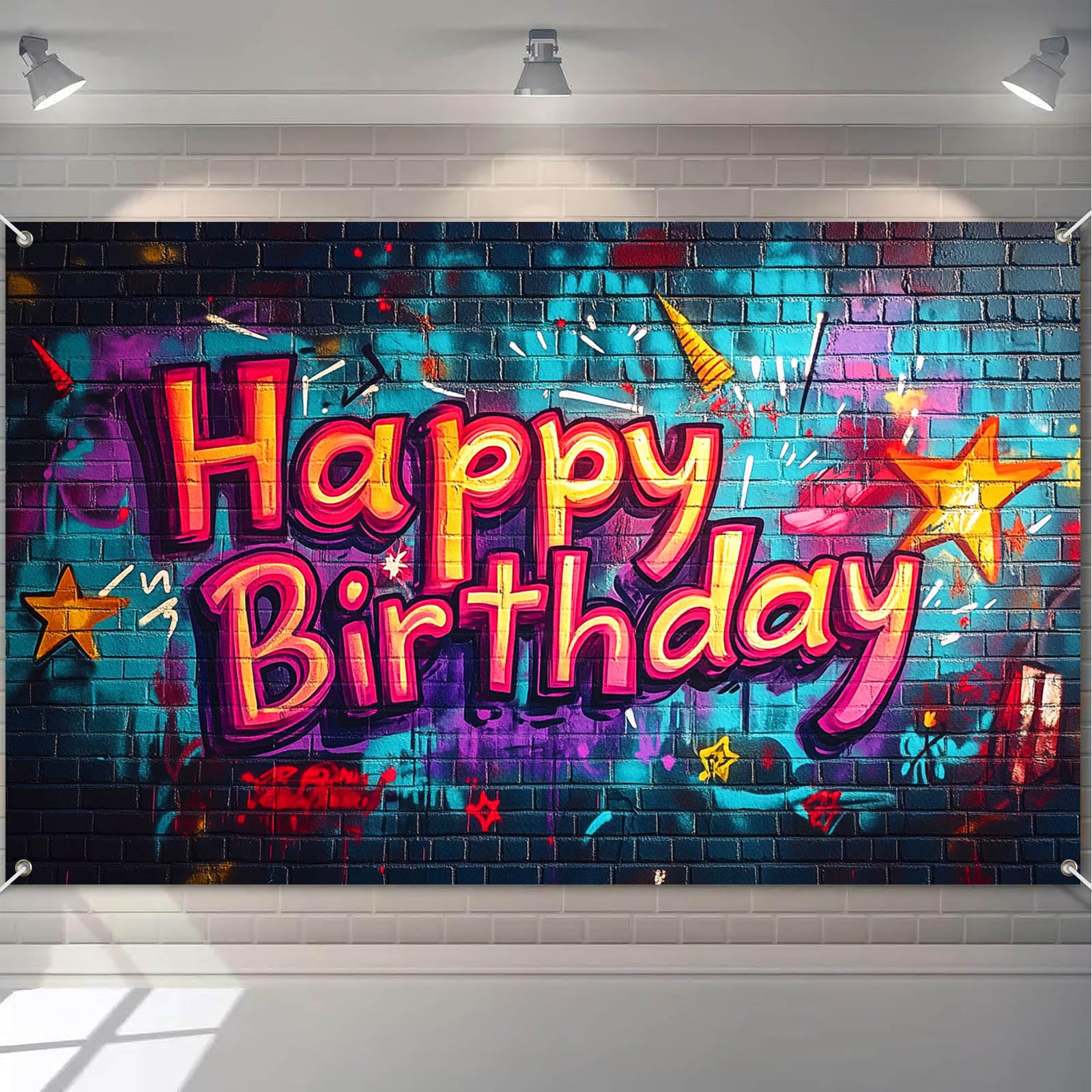 Bannière de graffiti Happy Birthday HOMETITUTE décorative