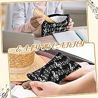 Vista 5 de Sweetude Paquete de 10 bolsas de maquillaje para profesores de música, bolsa de cosméticos para notas musicales, regalo de agradecimiento