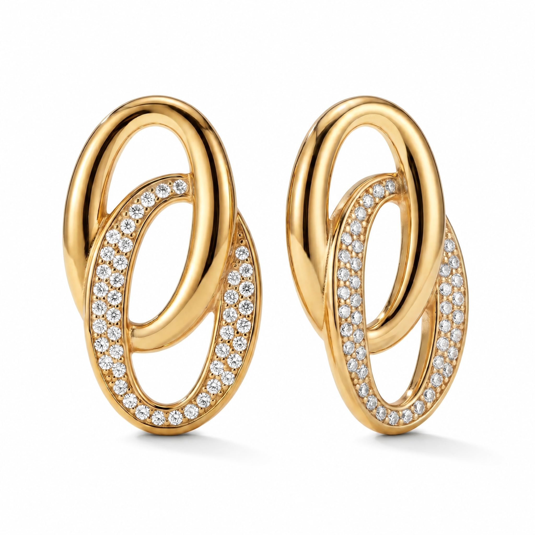 Elegant Interlinked Stud Earrings for Women - Gold Plated, Waterproof & Anti Tarnish Earrings | Gift For Women & Girls | Durable, Lightweight, & Comfortable Jewellery for Women-image-6