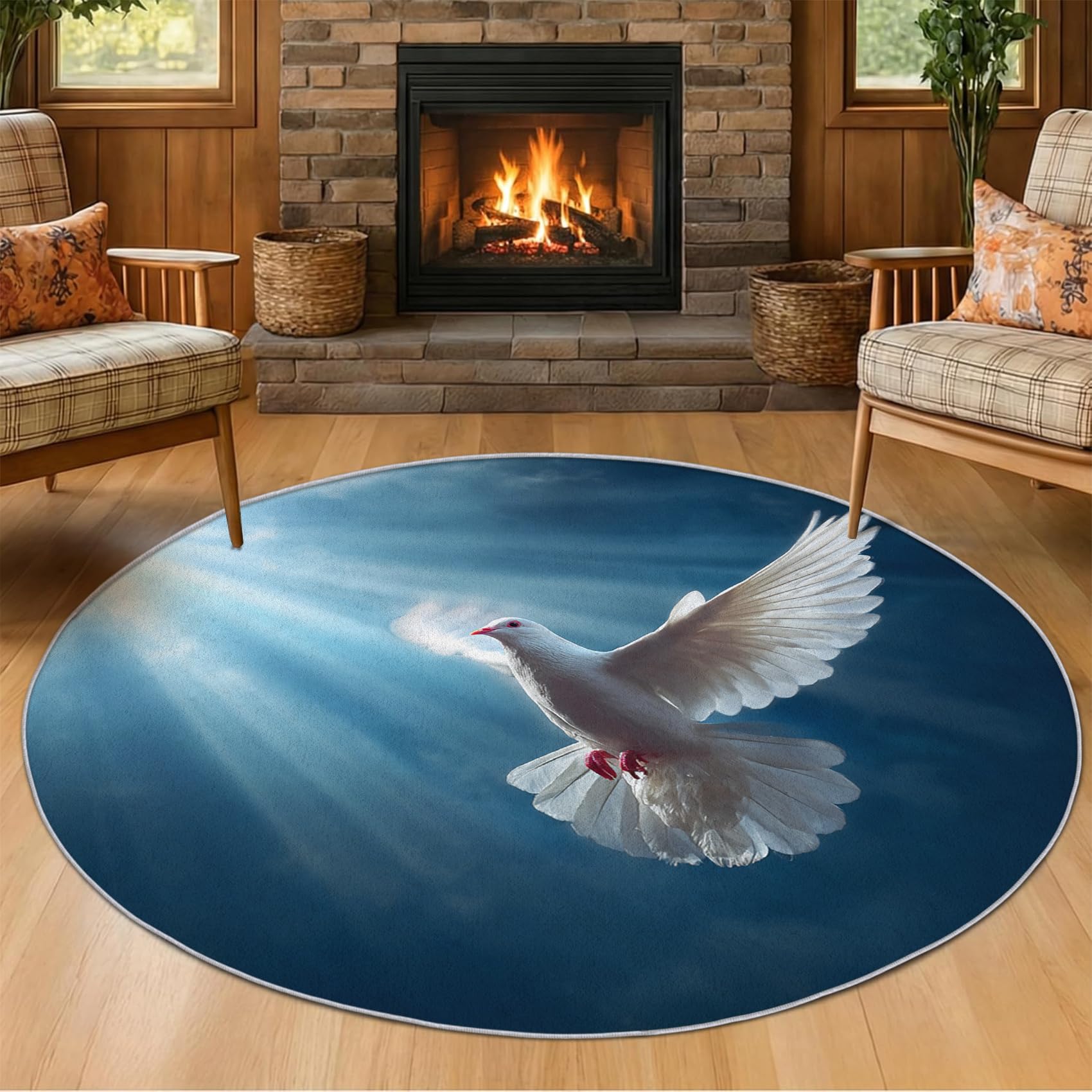 Tapis rond lavable et antidérapant GrandPigeon 240 cm au poil ras doux