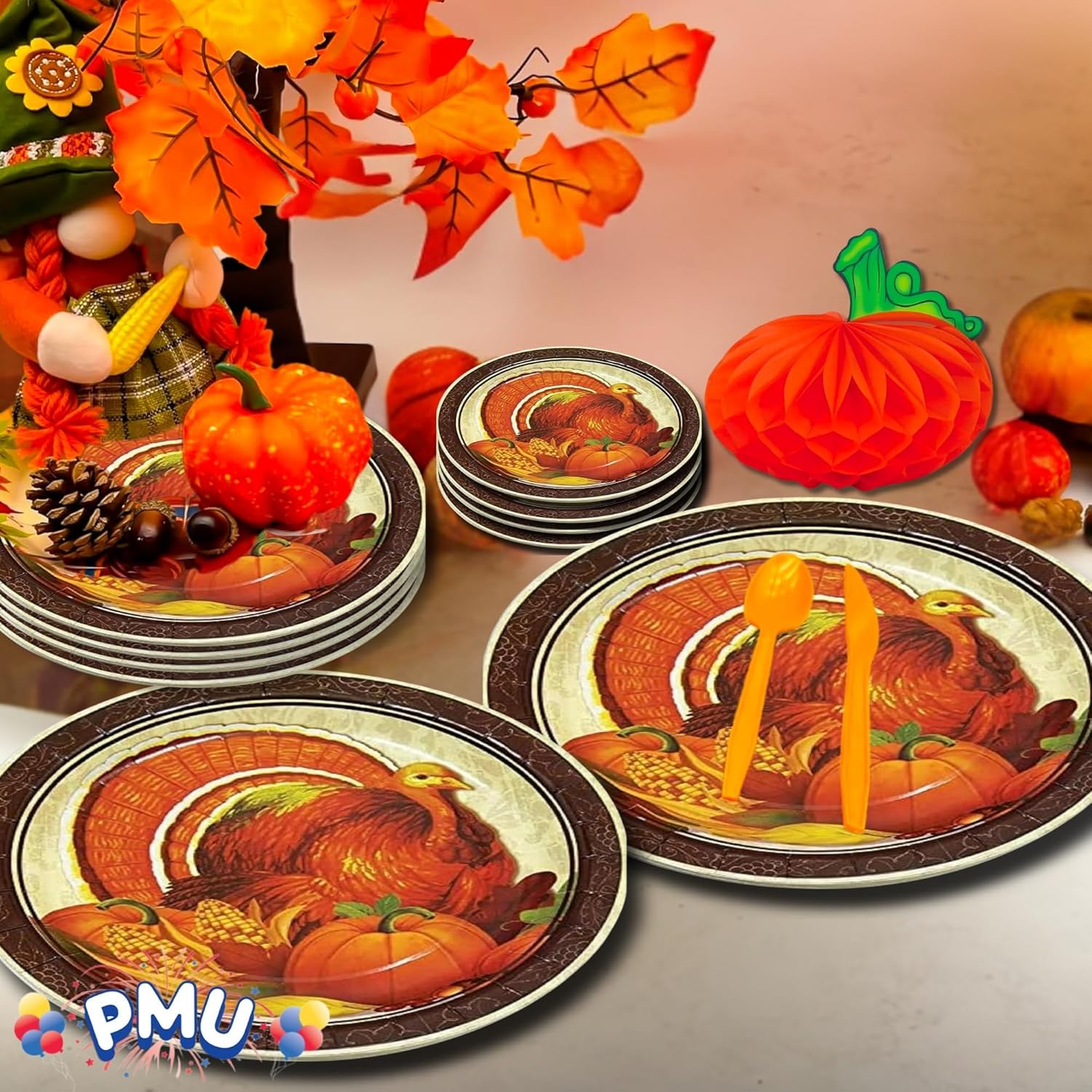 PMU Thanksgiving 9inch Plate Tableware and Party Decoration (8/pkg) Pkg/6