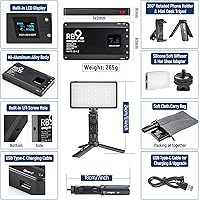 Vista 4 de Weeylite RB9 RGB Camera Video Light, App Control 12W LED On Camera Light with Tripod, 2500-8500K 360° Full Color CRI 95+ RGB Video Light Panel for