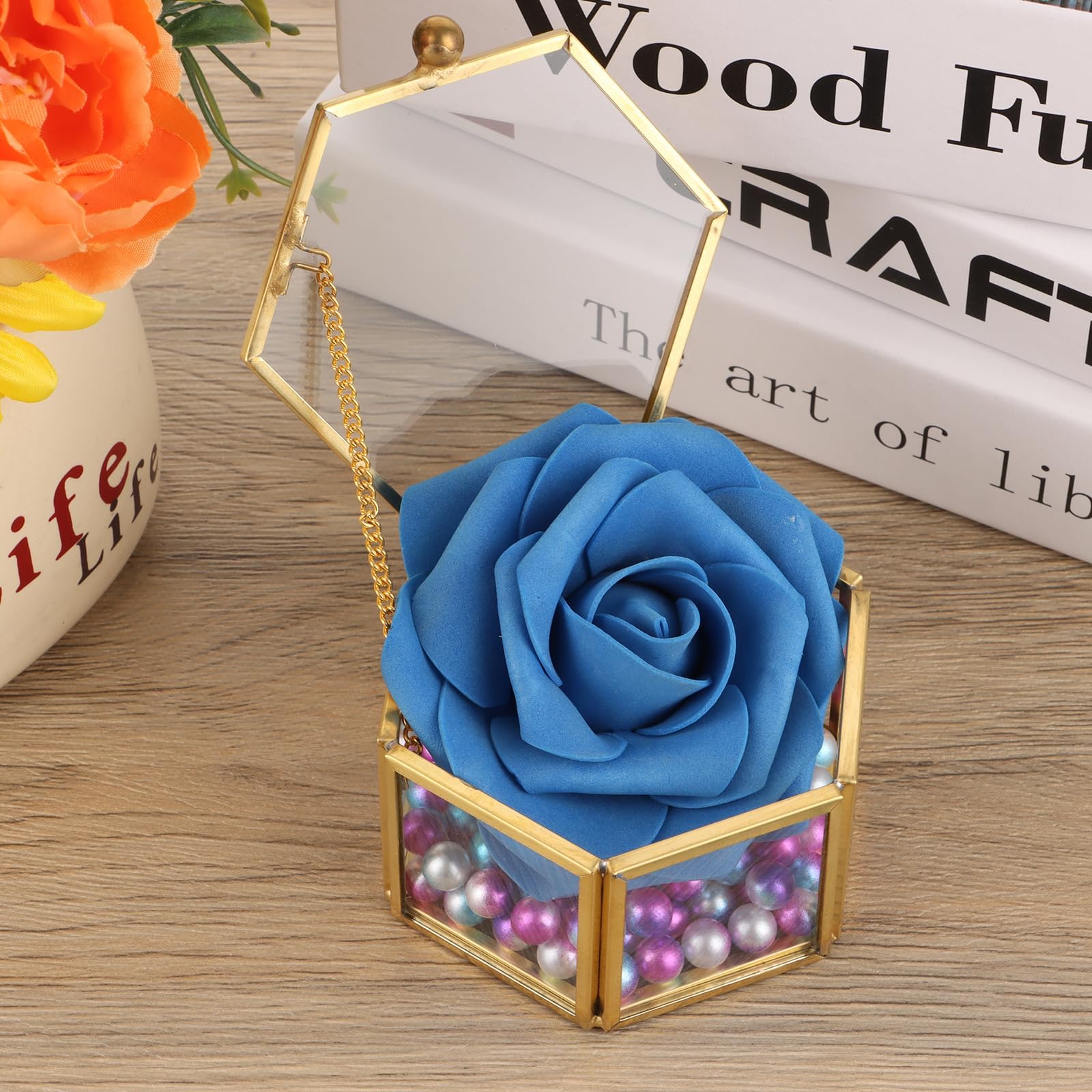 YAYODS 2 Caja Cristal 7,5x5 cm, Joyero Pequeño, Porta Anillos Boda, Doradas Caja de Regalo, Porta Alianzas Boda, Cajitas Regalo Pequeñas Geométricas para Joyas, Anillos, Pulseras, Pendientes, Cadenas