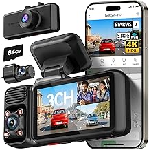 REDTIGER F17 2026 Edition 4K 3 Channel Dash Cam for Car, Upgraded STARVIS 2 IMX675 Sensor, 4K Front + 1080P Cabin + 1080P Rear, 5.8GHz WiFi + GPS, IR Night View, WDR, 64GB Card Included