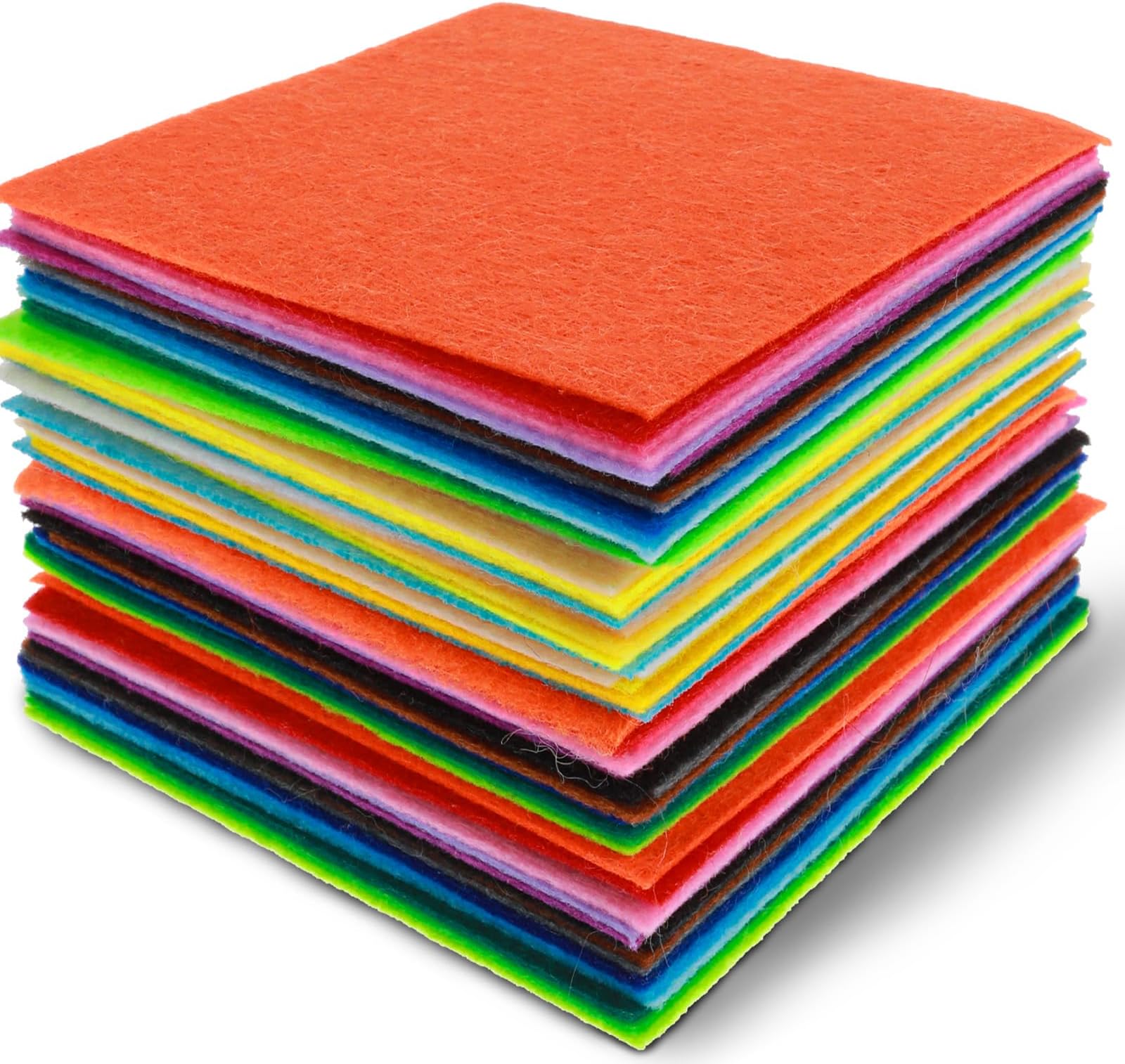 60PCS Soft Felt Fabric Squares, 4" X 4" - Colored for Crafts, Halloween, Christmas, DIY & Sewing Projects