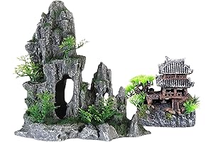 Extra Large Aquarium Decorations: Japanese Aquarium Decorations Resin Aquarium Castle Decorations Aquarium Mountain View Stone