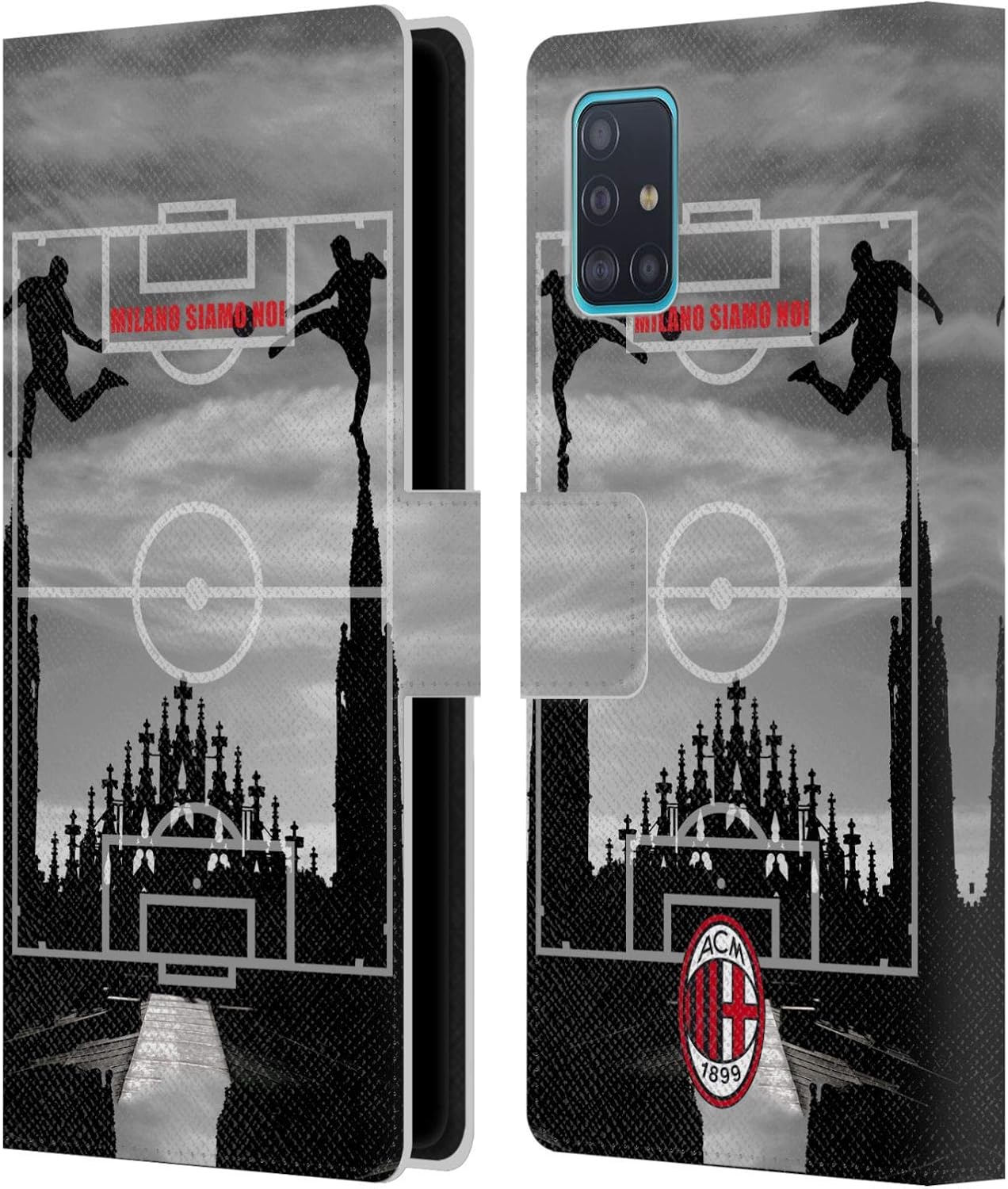 Head Case Designs Officially Licensed AC Milan Milano Siamo NOI 3 Adults Leather Wallet Case Compatible with Samsung Galaxy A51 (2019)