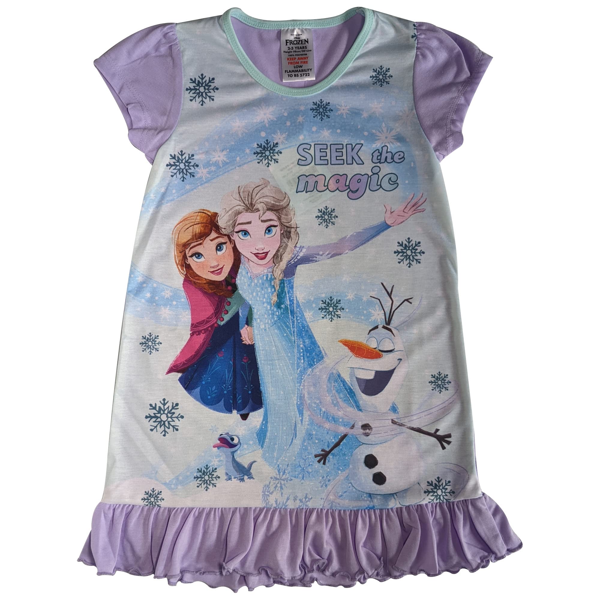 Disney Girls Frozen Nightdress - Sizes 2 to 10 Years - Seek Th - 5-6 Years (110-116 cm), Blue/Lilac