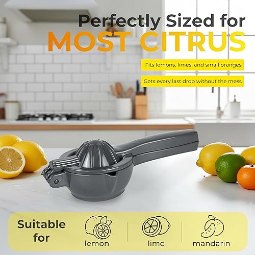 Miniatura 6 de Exprimidor de limón, exprimidor manual duradero para cítricos, naranjas, limones, etc. Diseñado para extraer la mayor cantidad de jugo posible, apto