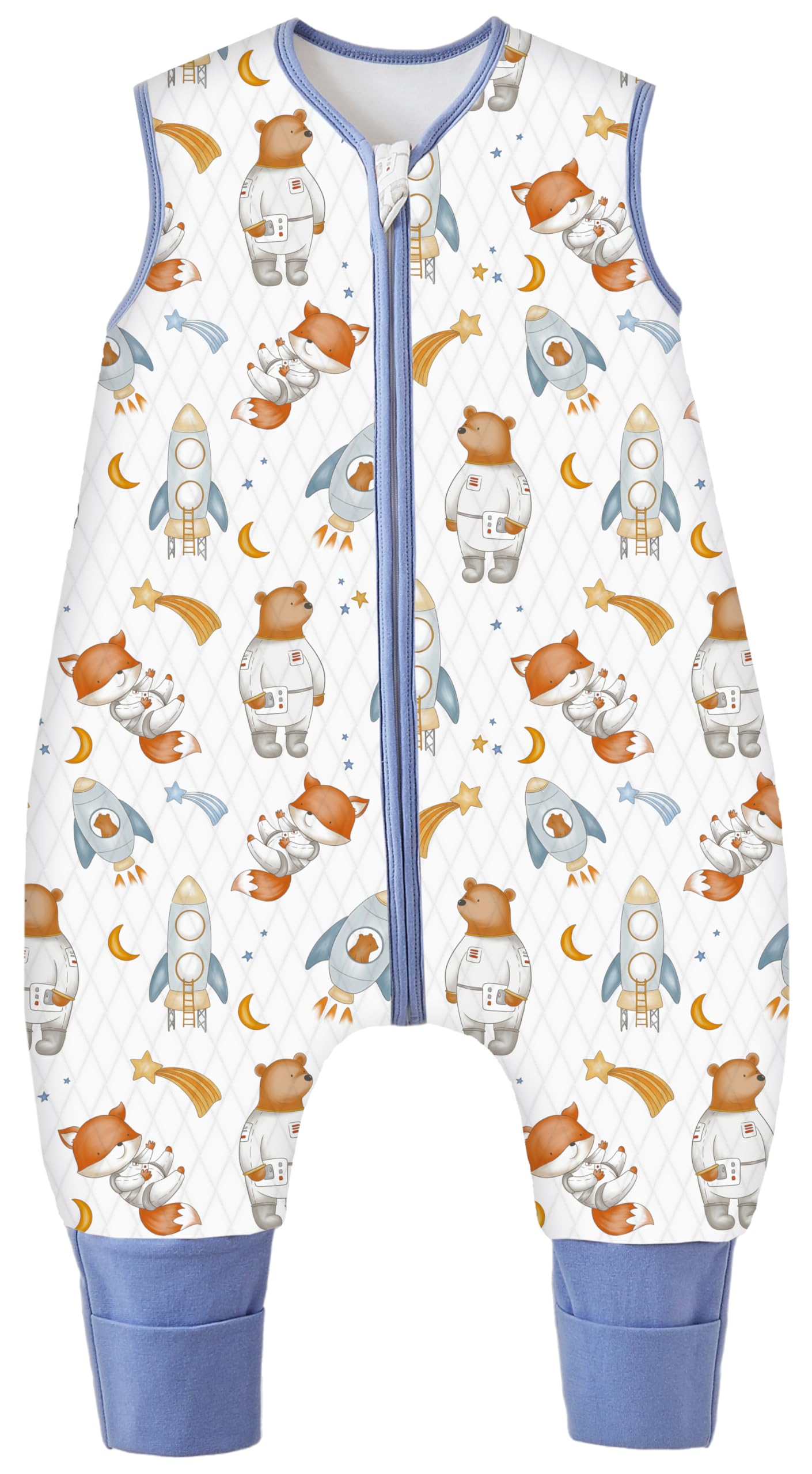 Chilsuessy Baby Ganzjahres Kinderschlafsack mit Füssen 1.5 Tog,Kleinkind Winter Schlafsack 100% Baumwolle, 1.5 Tog/Bär, 100cm/Baby Höhe 110-120cm