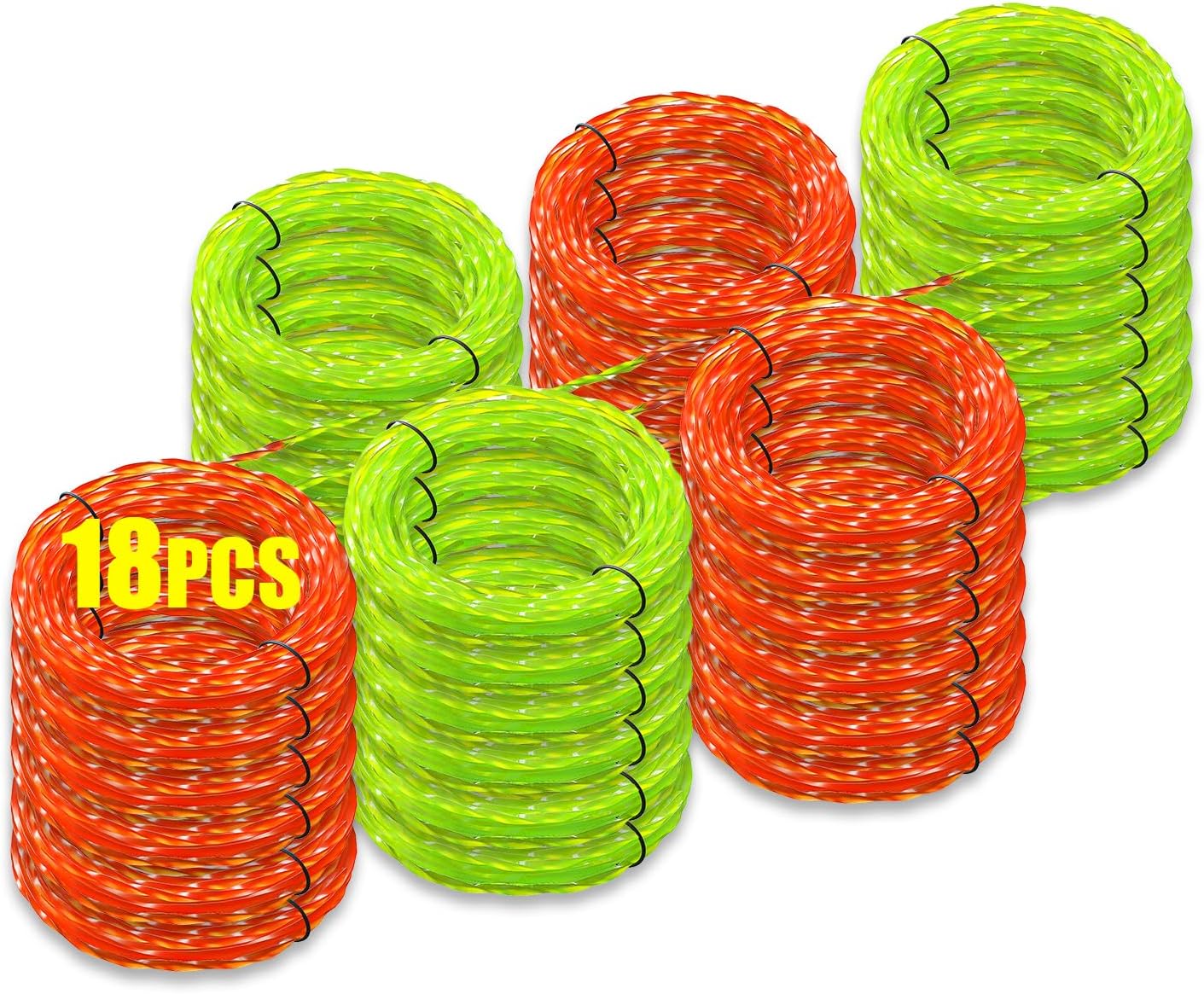 18 Pack (AL2420PD) Twisted Trimmer Lines Compatible with All EGO 15” String Trimmers, 0.095" 252FT Replacement Trimmer Line for EGO Weed Wacker, Dual Color Pre-Cut Heavy Duty Line for EGO Weed Eater