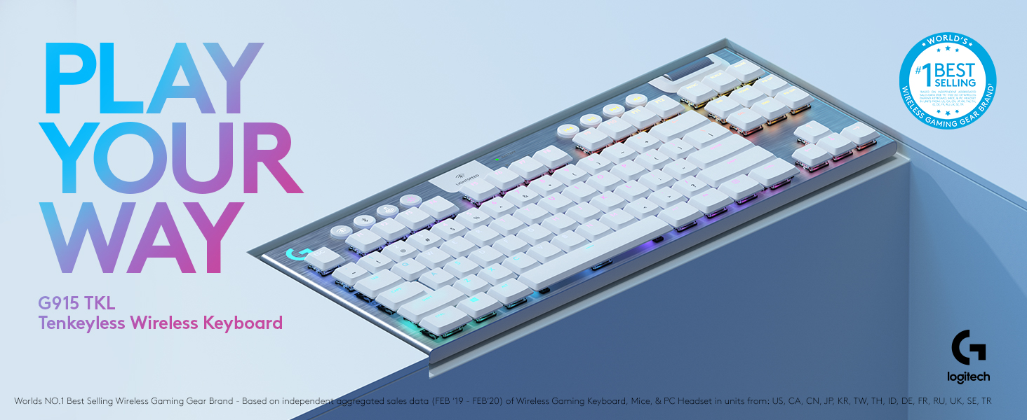 Logitech G915 TKL White Tactile Tenkeyless Lightspeed Wireless RGB