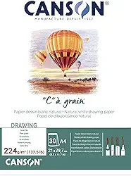 CANSON C à Grain, Papel para Desenho em Bloco, Gramatura 224 g/m², Tamanho A4, 30 Folhas
