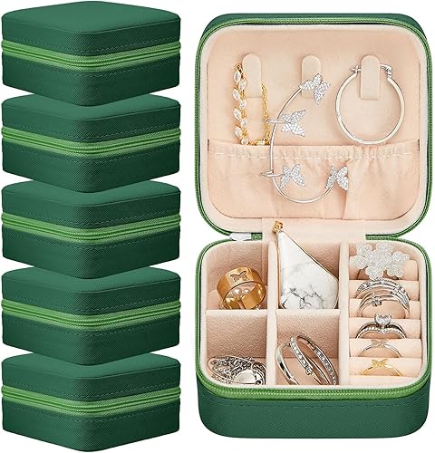 Taiyin Caja de joyería de viaje Organizador de viaje Pequeño joyero Caja de regalo de dama de honor Mini caja organizadora de almacenamiento (verde)