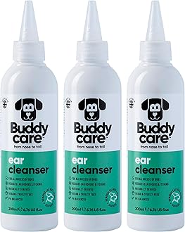 Dog Ear Cleanser by Buddycare | Soothing Ear Cleaning Solution for Dogs with Easy-To-Use Applicator | Naturally Derived Ingredients With Aloe (200ml x3) Remove Dirt & Moisture from your Dog's Ears