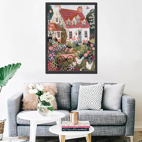 Miniatura 3 de Rompecabezas de casa de campo para adultos, romántico, acogedor, casa de 1000 piezas para adultos, naturaleza floral, 1000 piezas, flores, plantas,